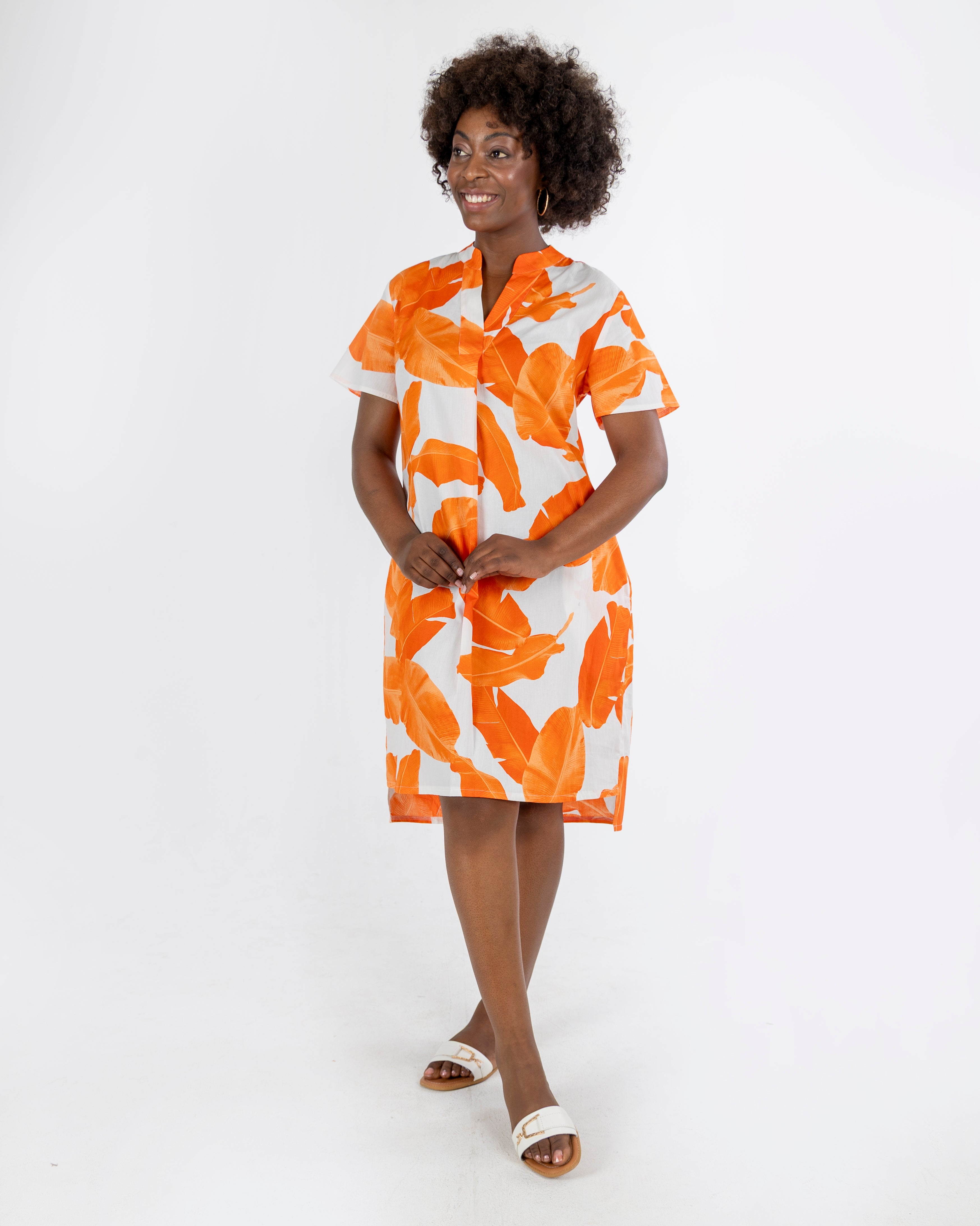 Leaf Print Tunic Dress