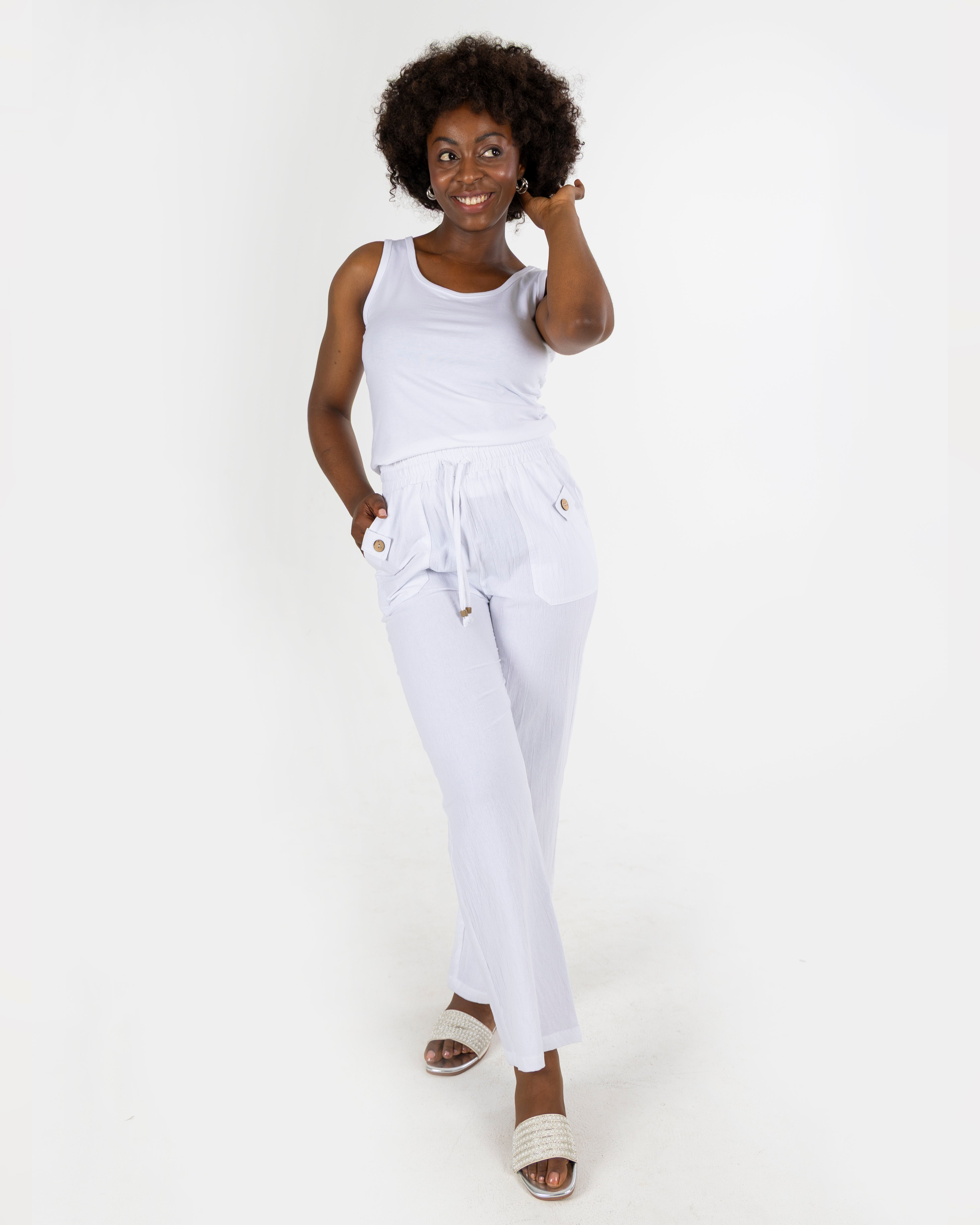 Crinkle Cotton Pants