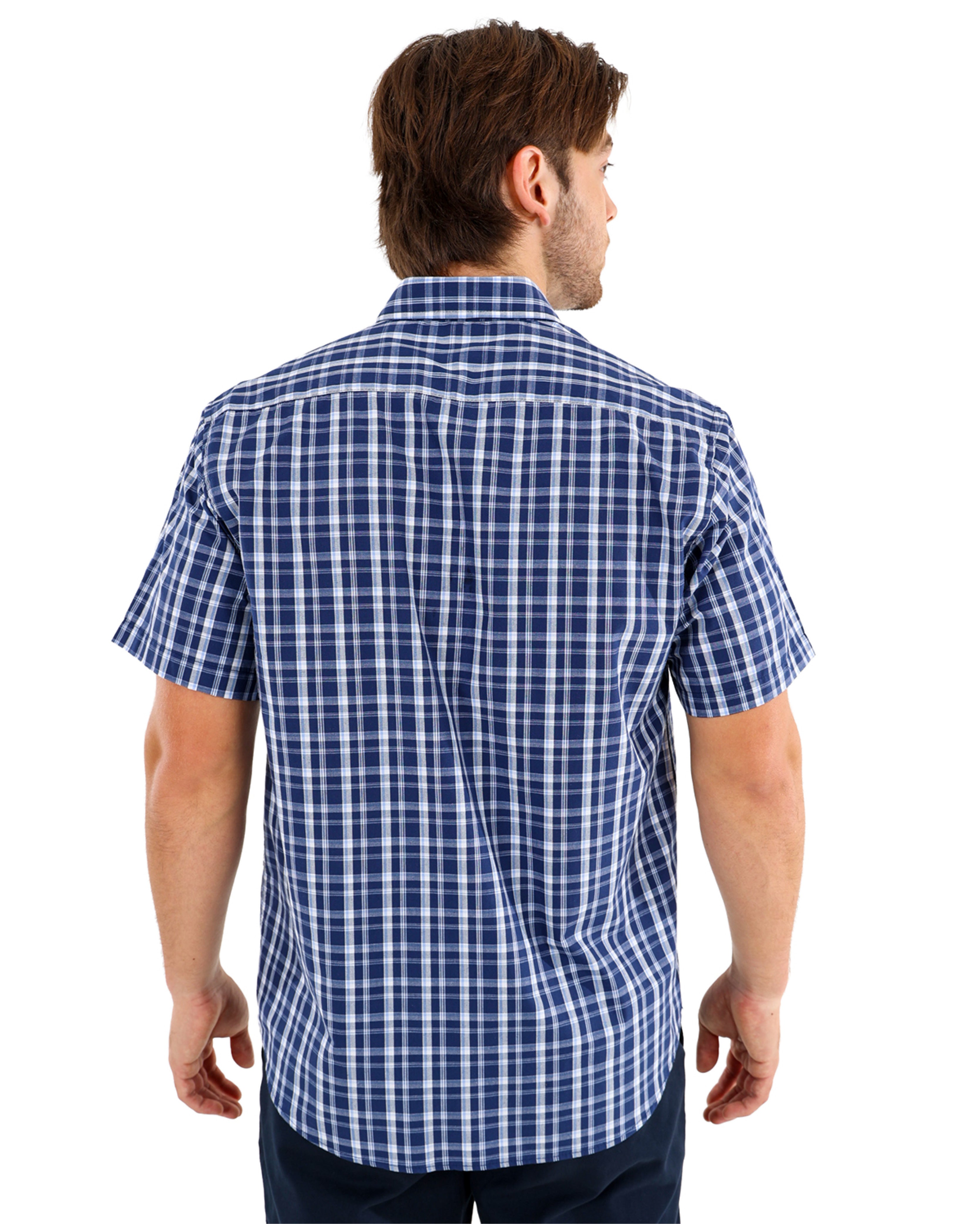 Short Sleeve Navy & White Check Shirt