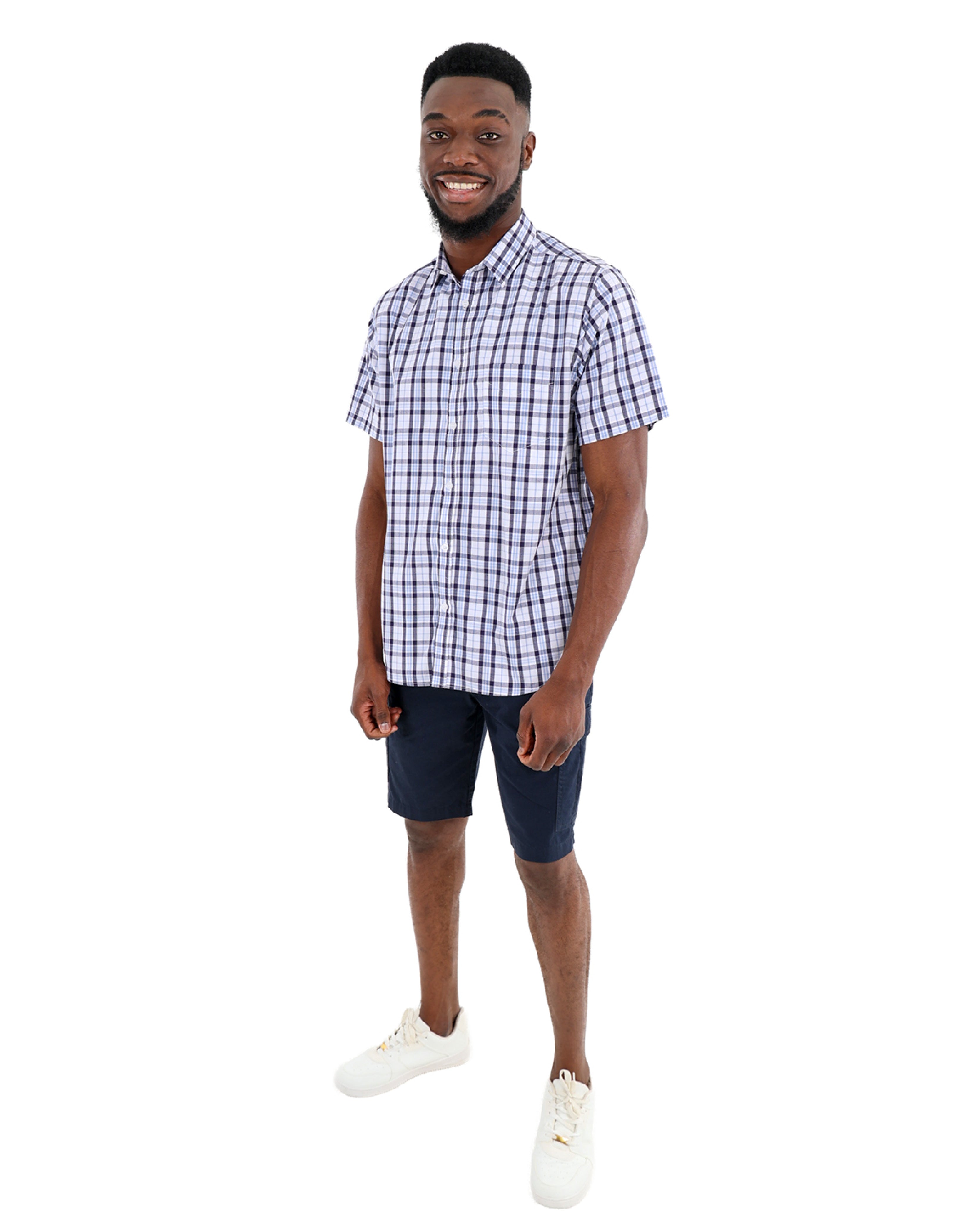 Short Sleeve Blue Check Shirt