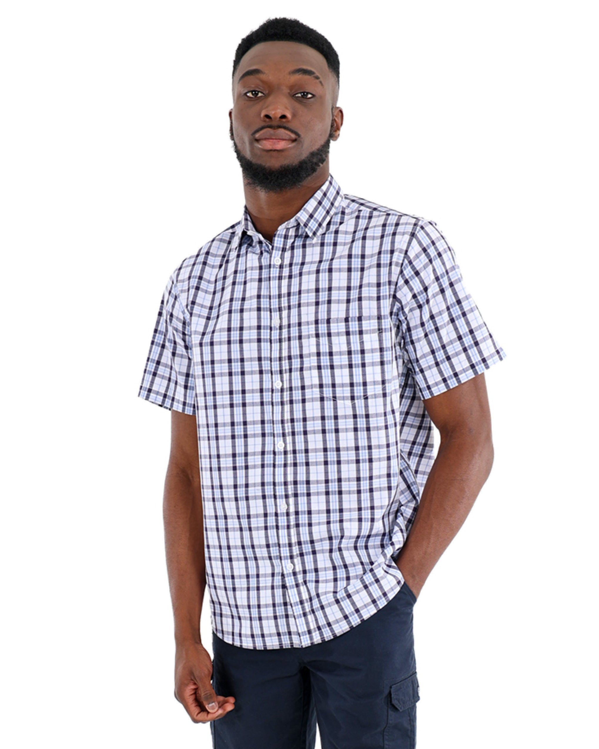 Short Sleeve Blue Check Shirt