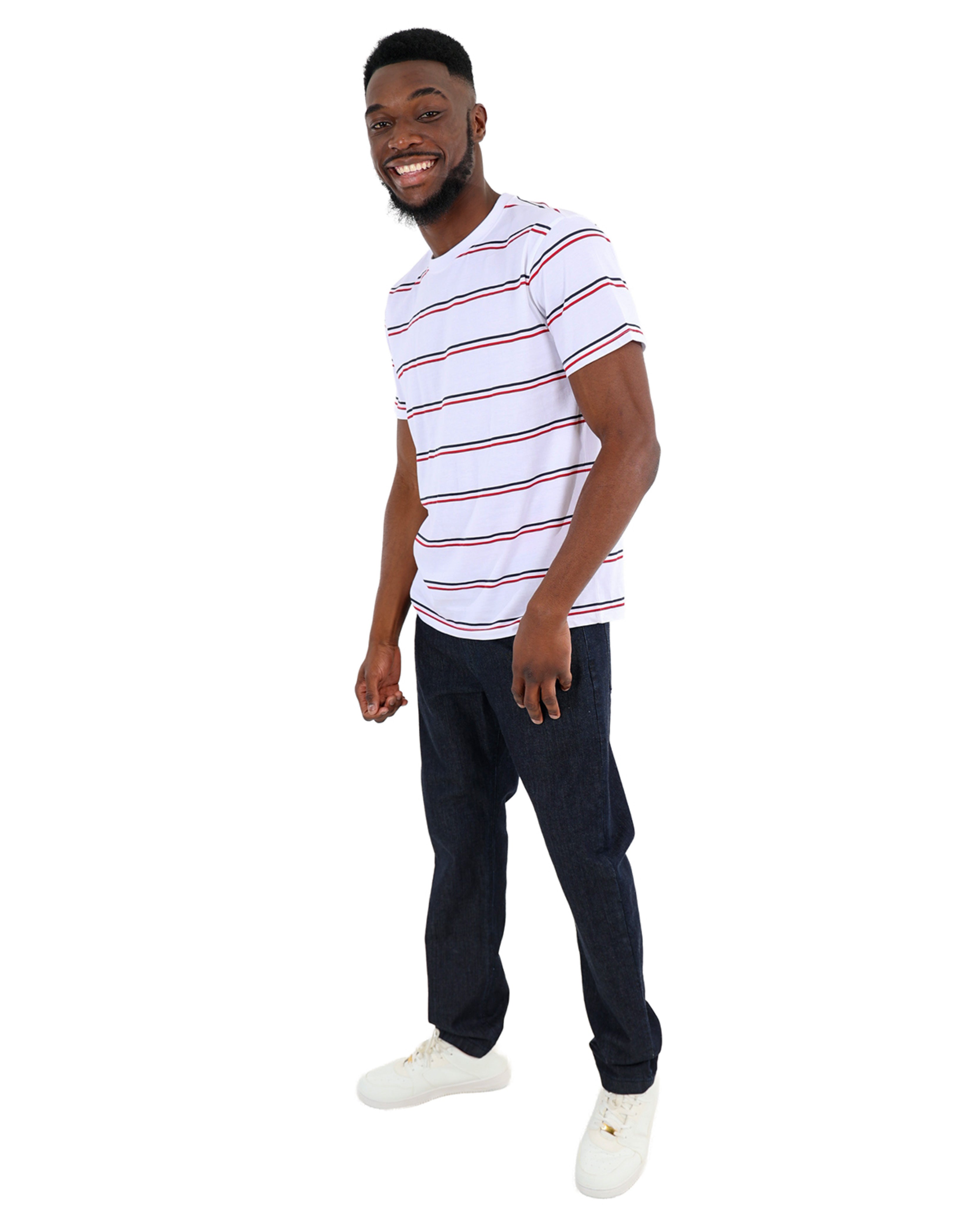 Short Sleeve Navy & Red Stripe T-Shirt