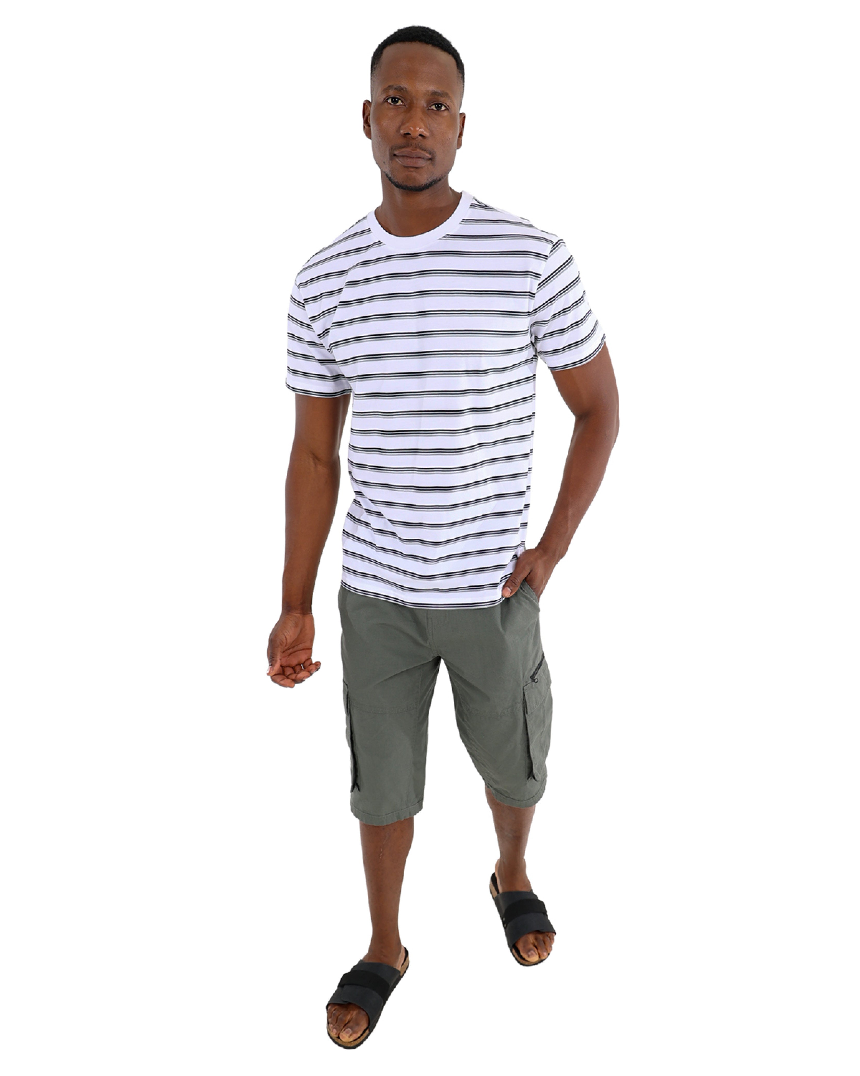 Short Sleeve Cotton Horizontal Stripe T-Shirt