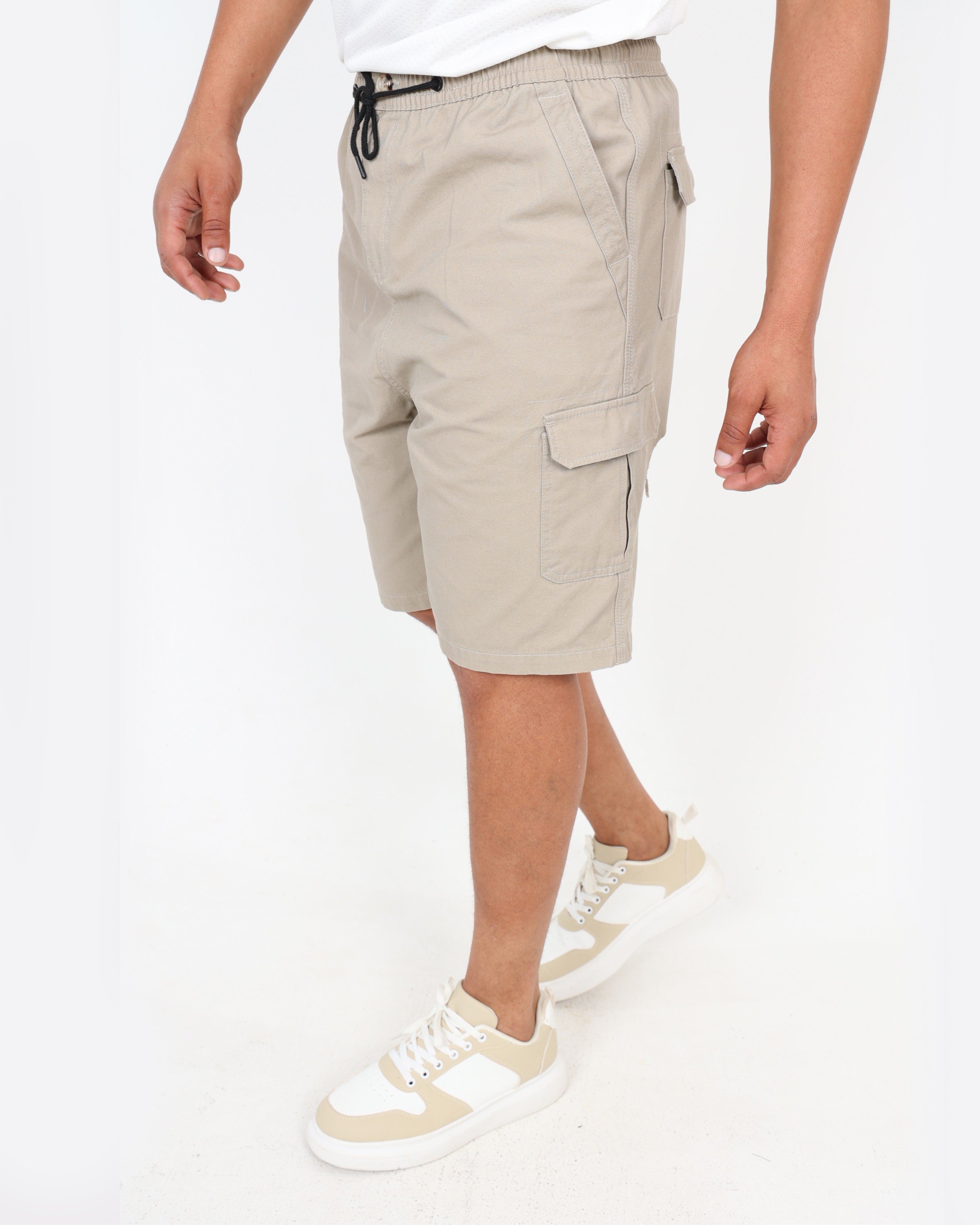 Stone Relaxed Fit Elasticated Cargo Short