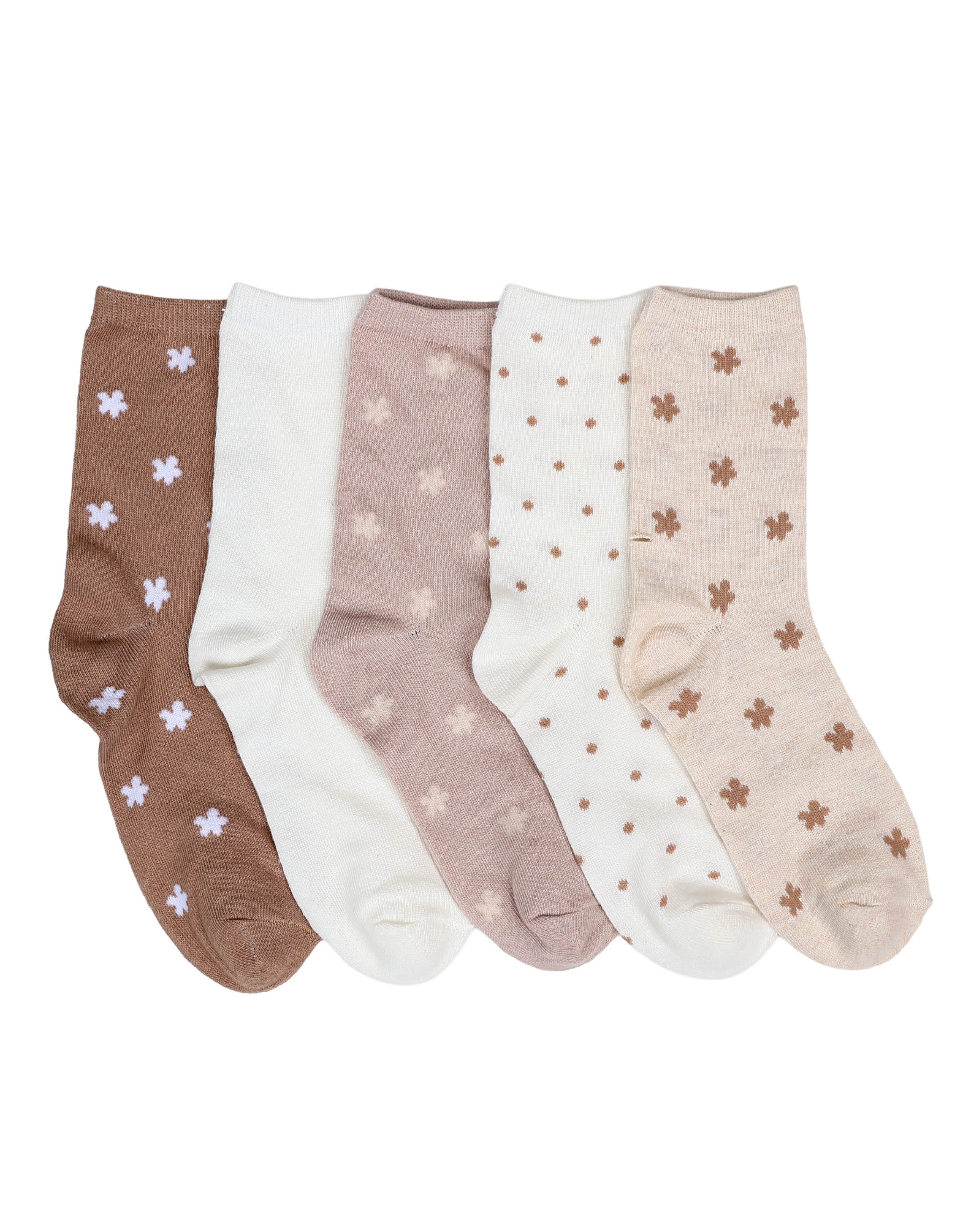 5 Pack Floral Polka Dot Socks