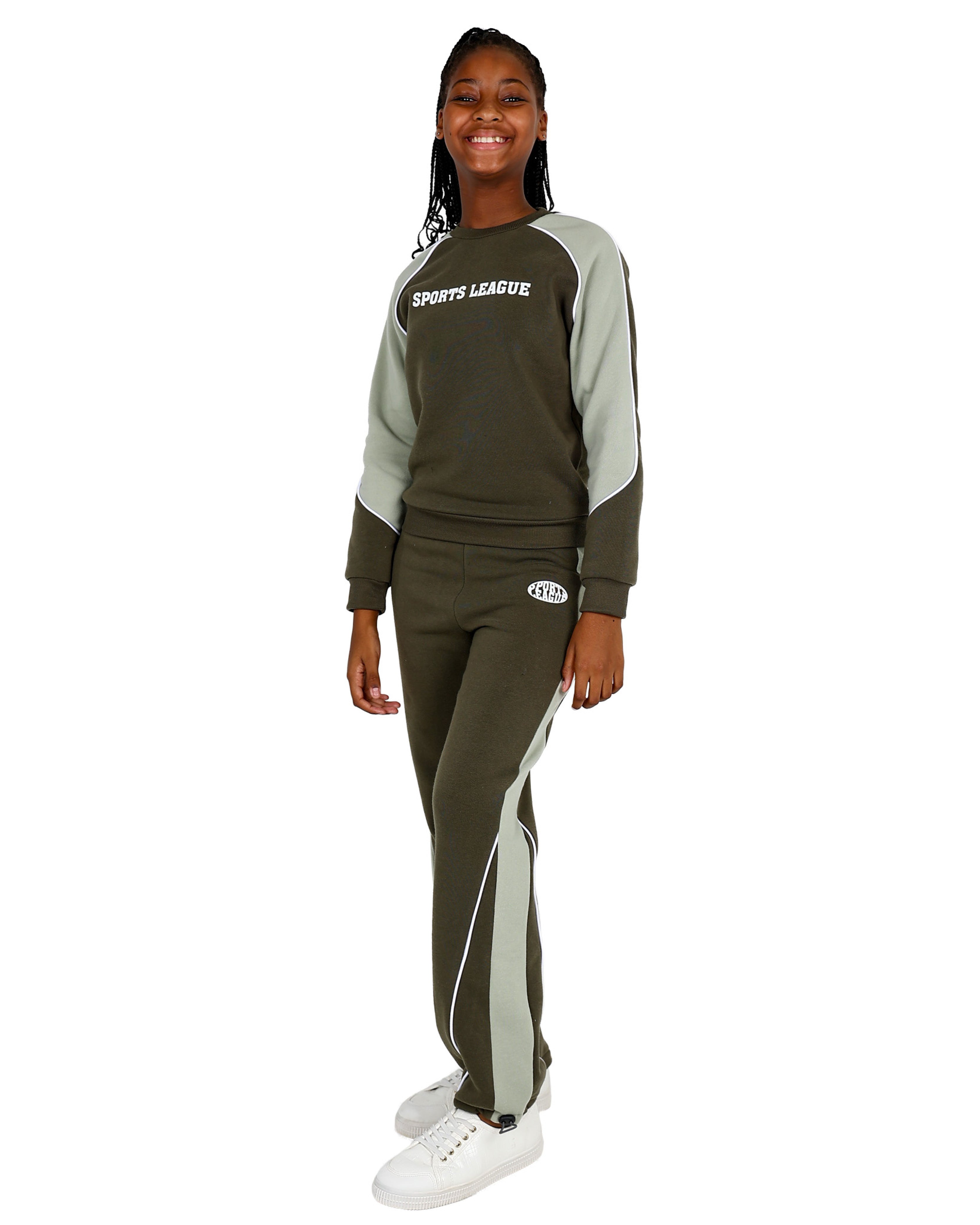 Sports League Olive Colour Block Tracksuit