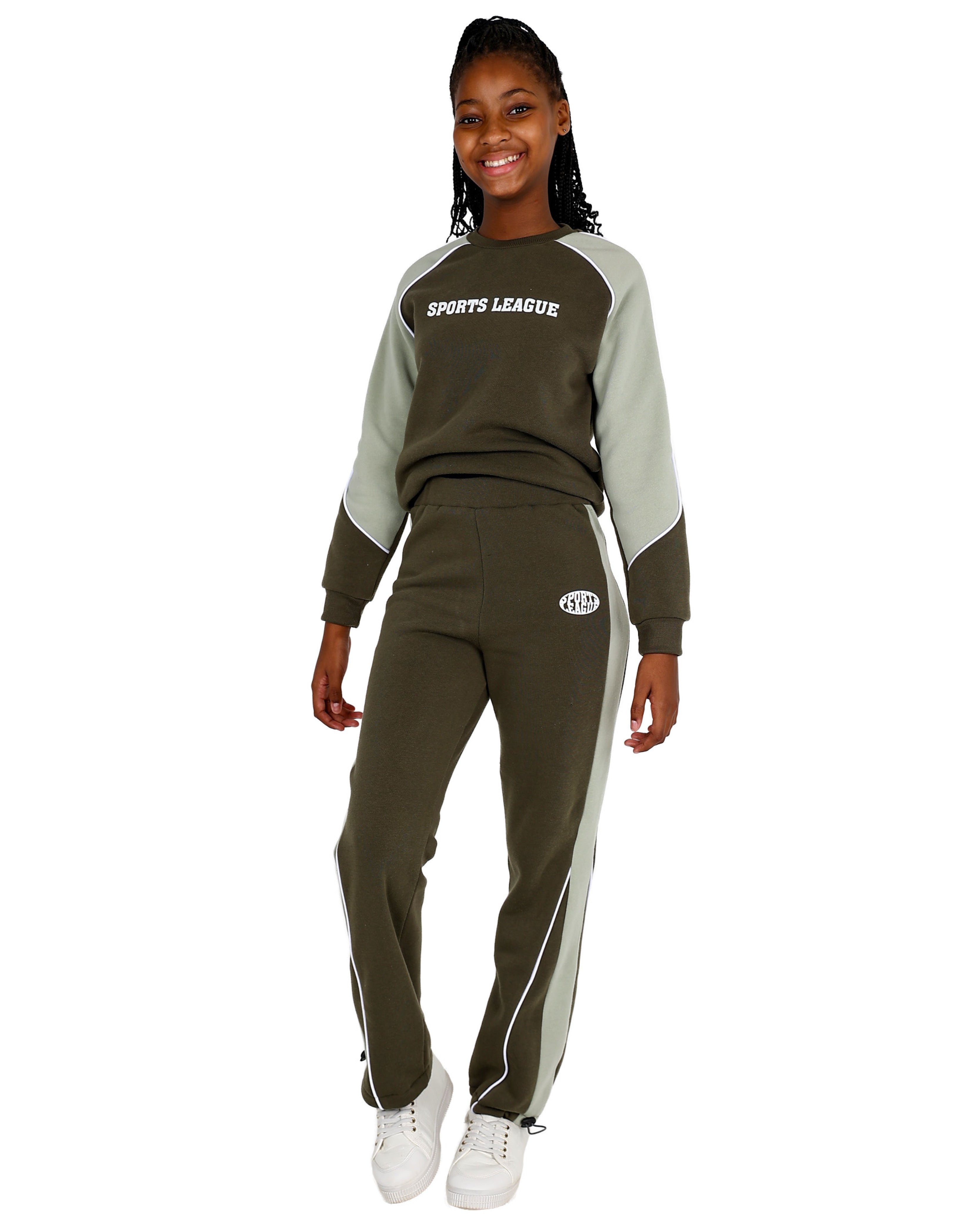 Sports League Olive Colour Block Tracksuit