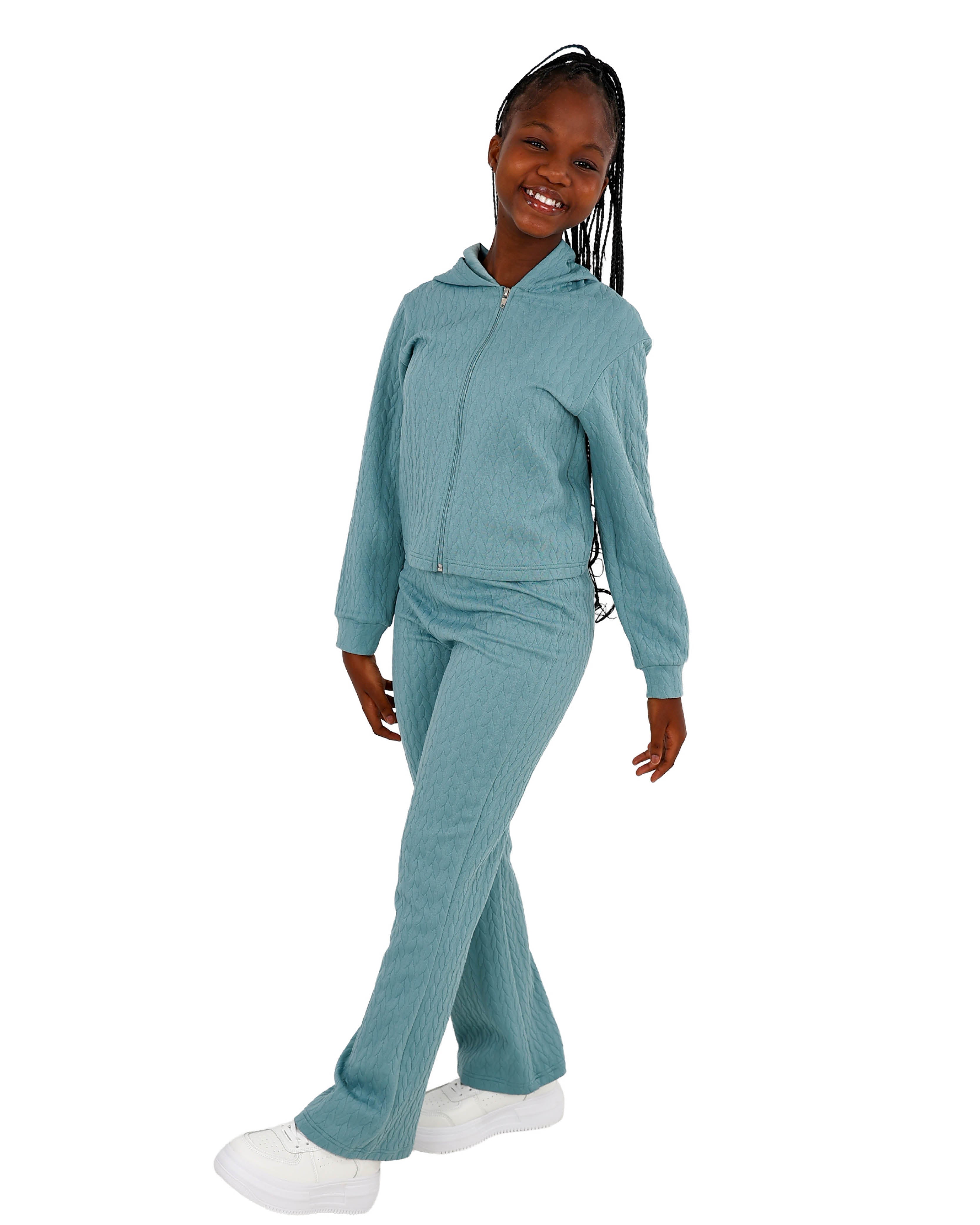 Green Jacquard Wide Leg Leggings