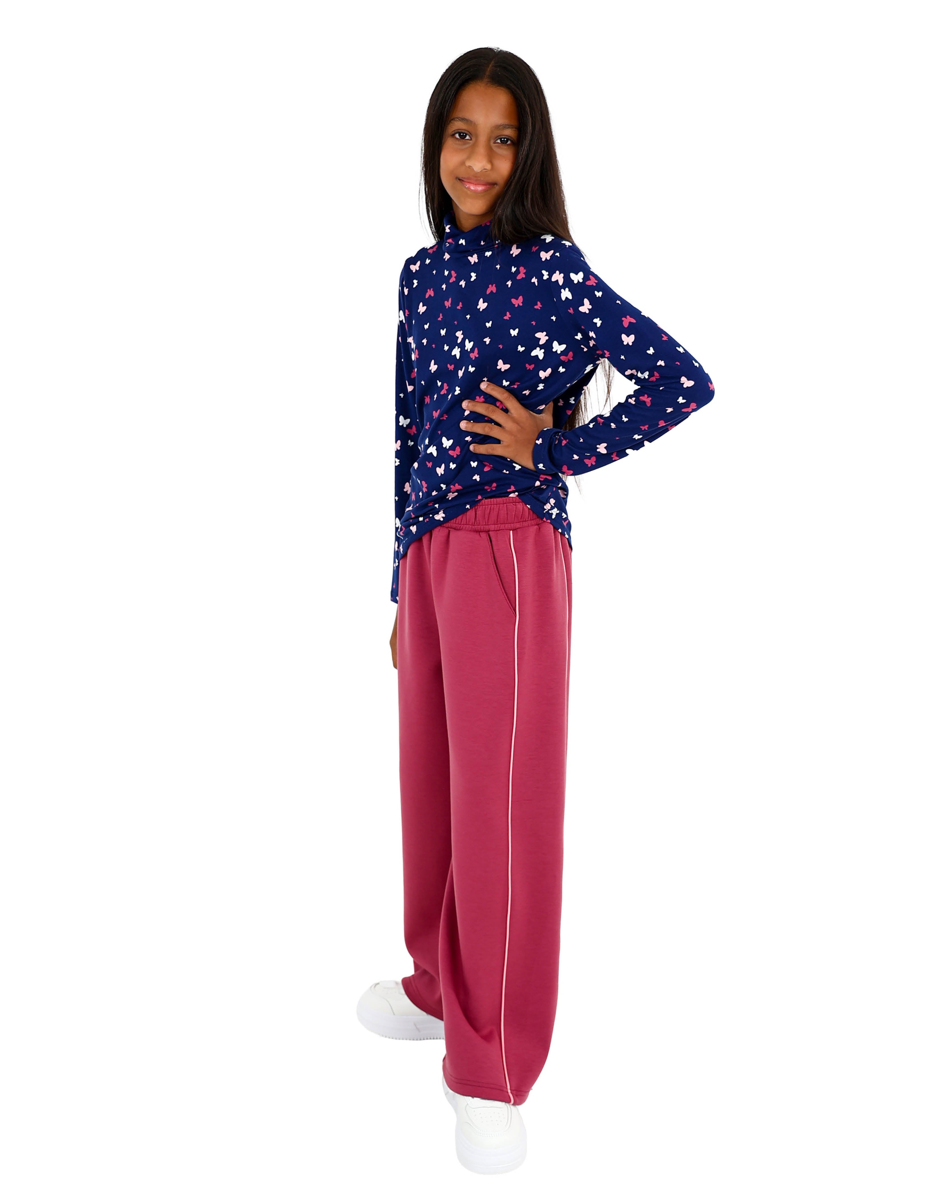 Contrast Piping Detail Wide Leg Active Pants