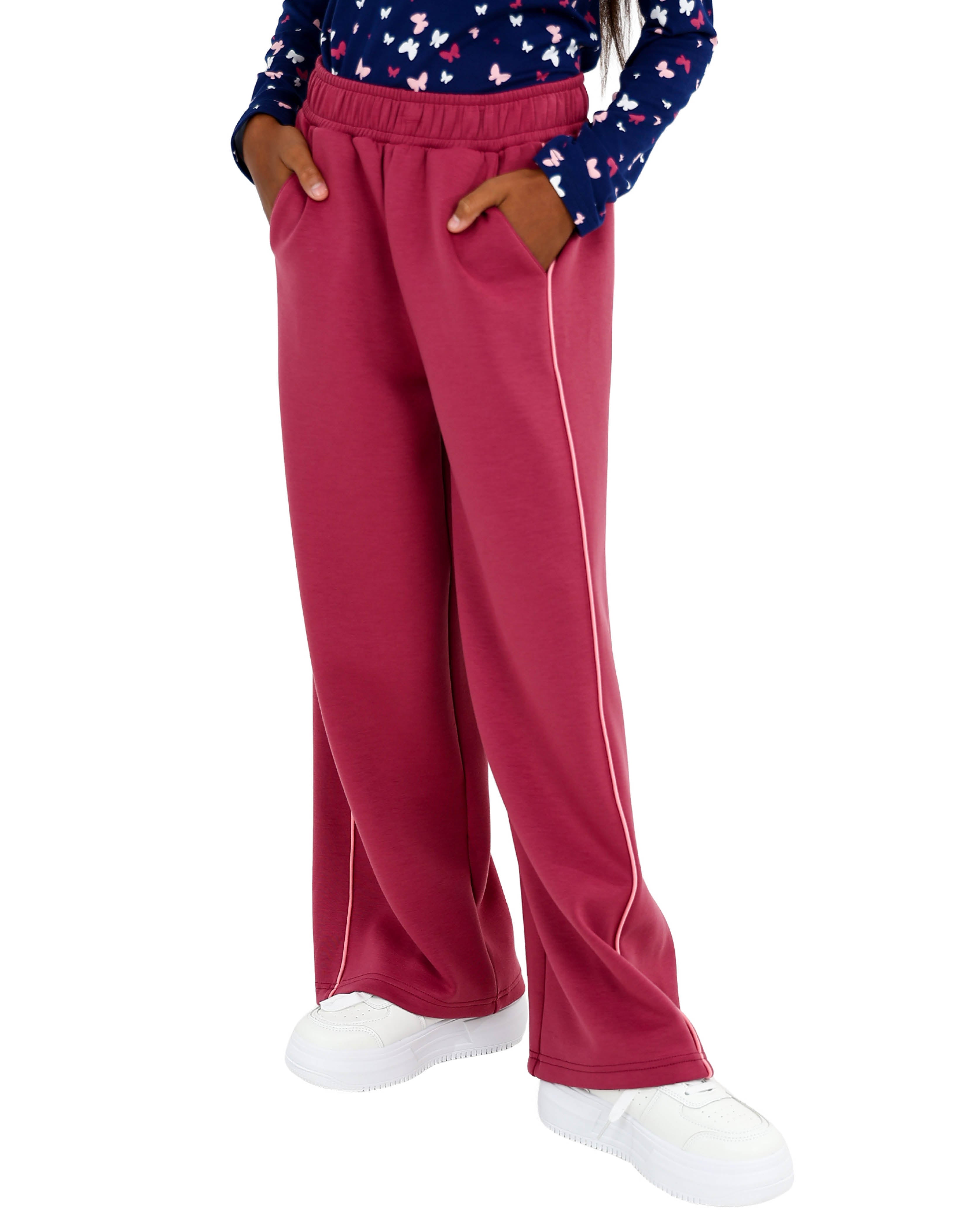 Contrast Piping Detail Wide Leg Active Pants