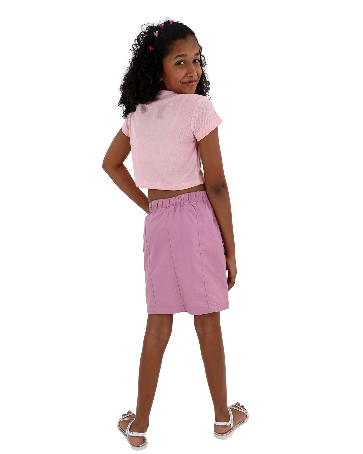 Mauve Elasticated Cotton Cargo Skirt