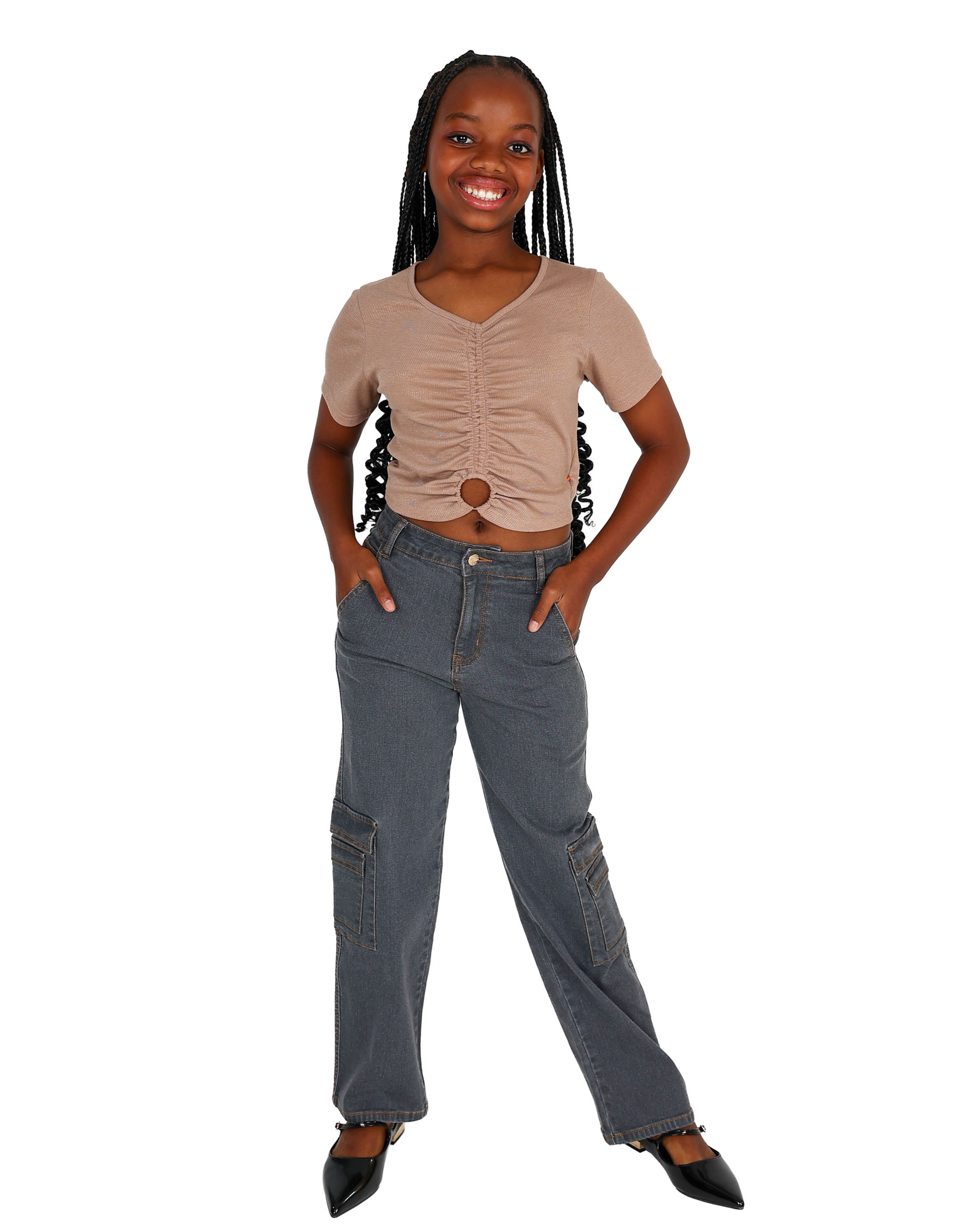 Dark Grey Stretch Cargo Jeans