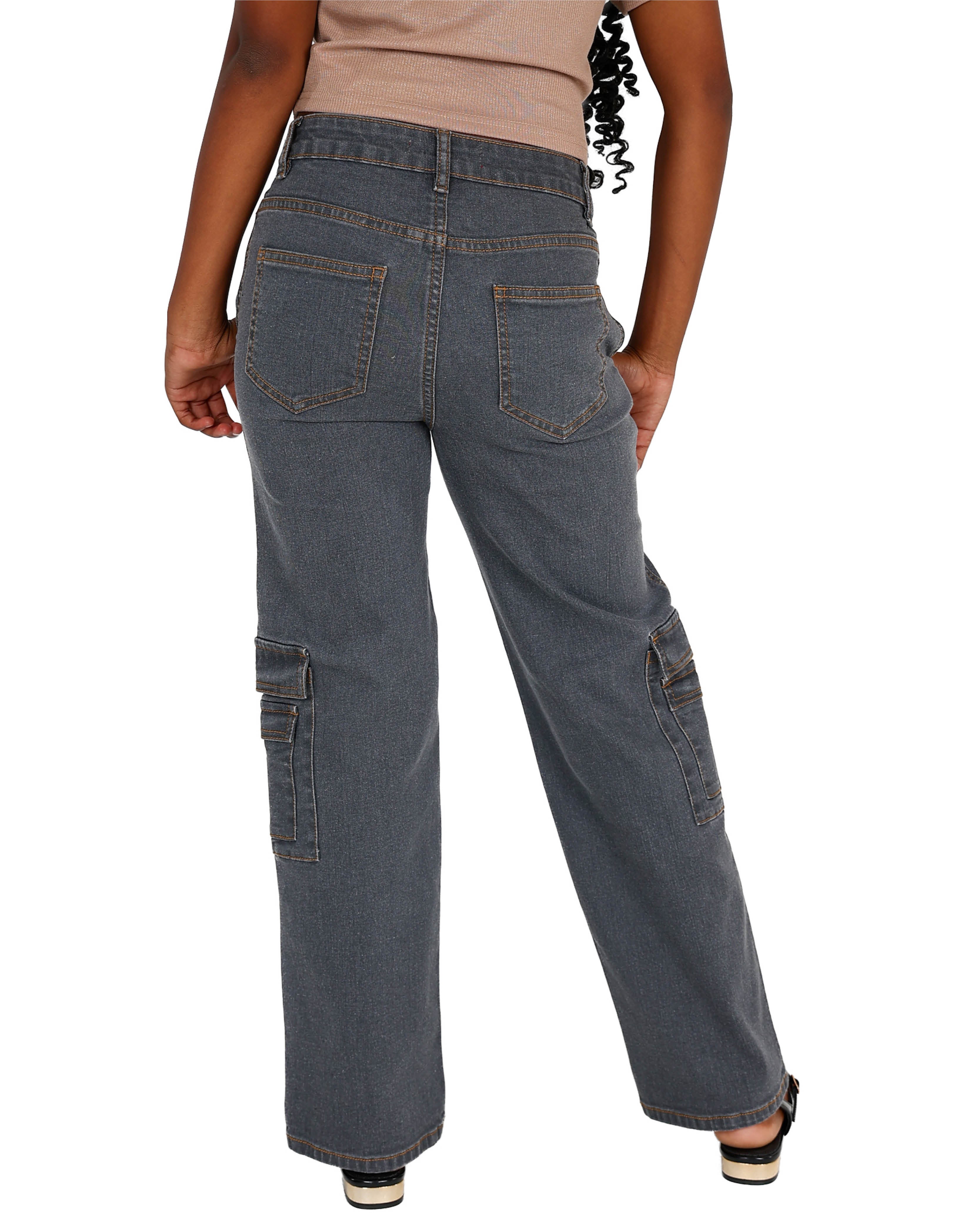 Dark Grey Stretch Cargo Jeans