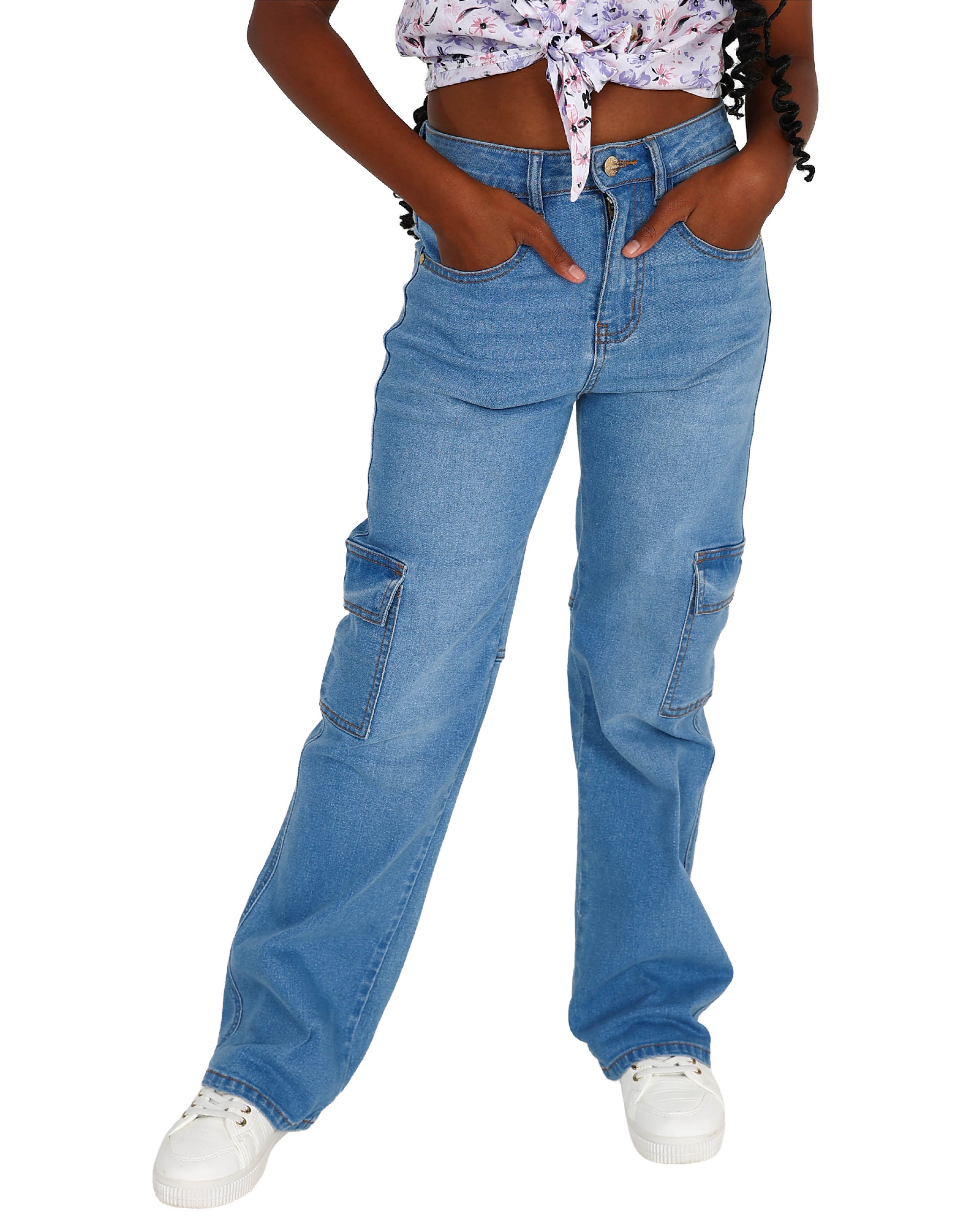 Light Indigo Cargo Jeans