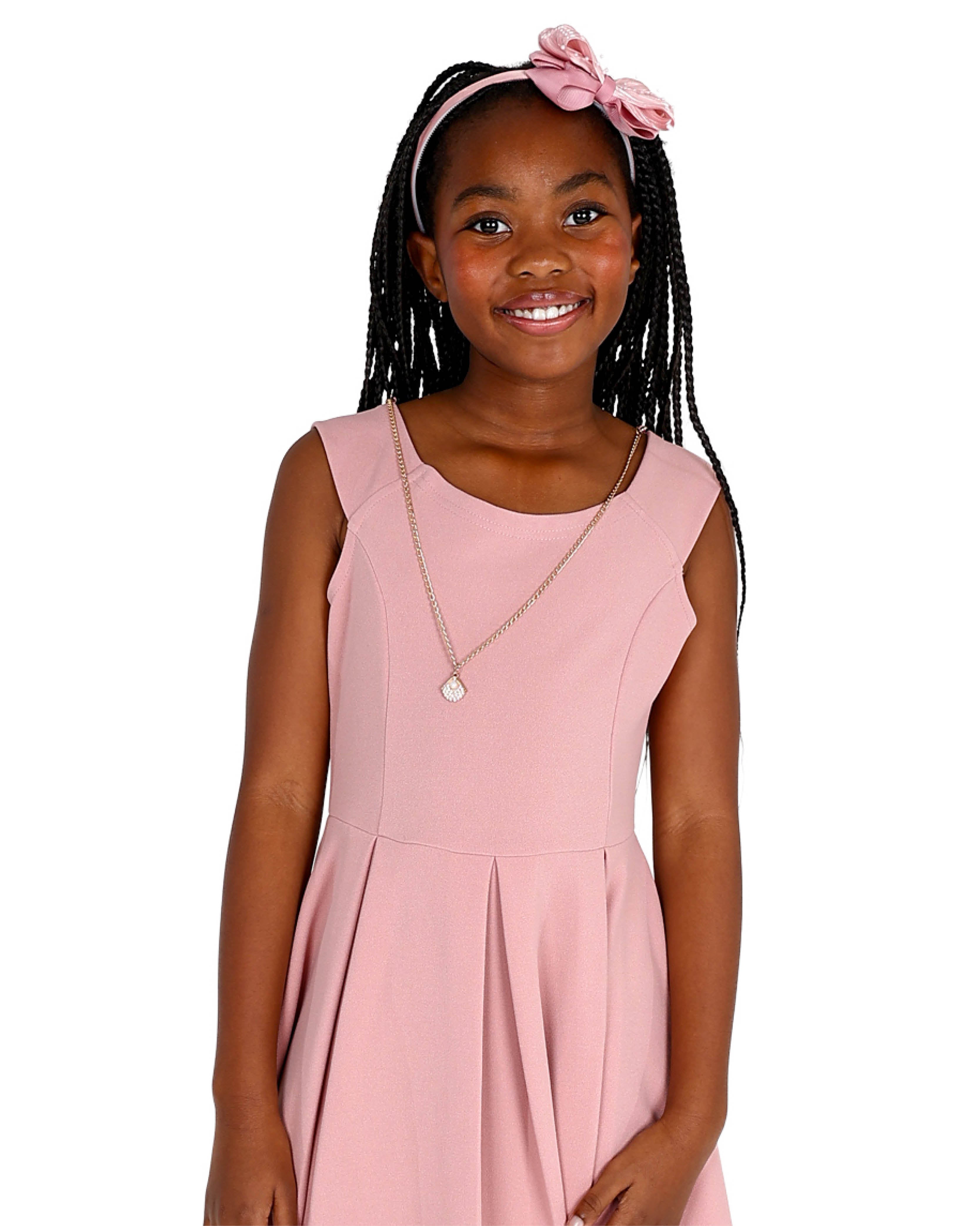 Sleeveless Pleated High-Low Blush Party Dress