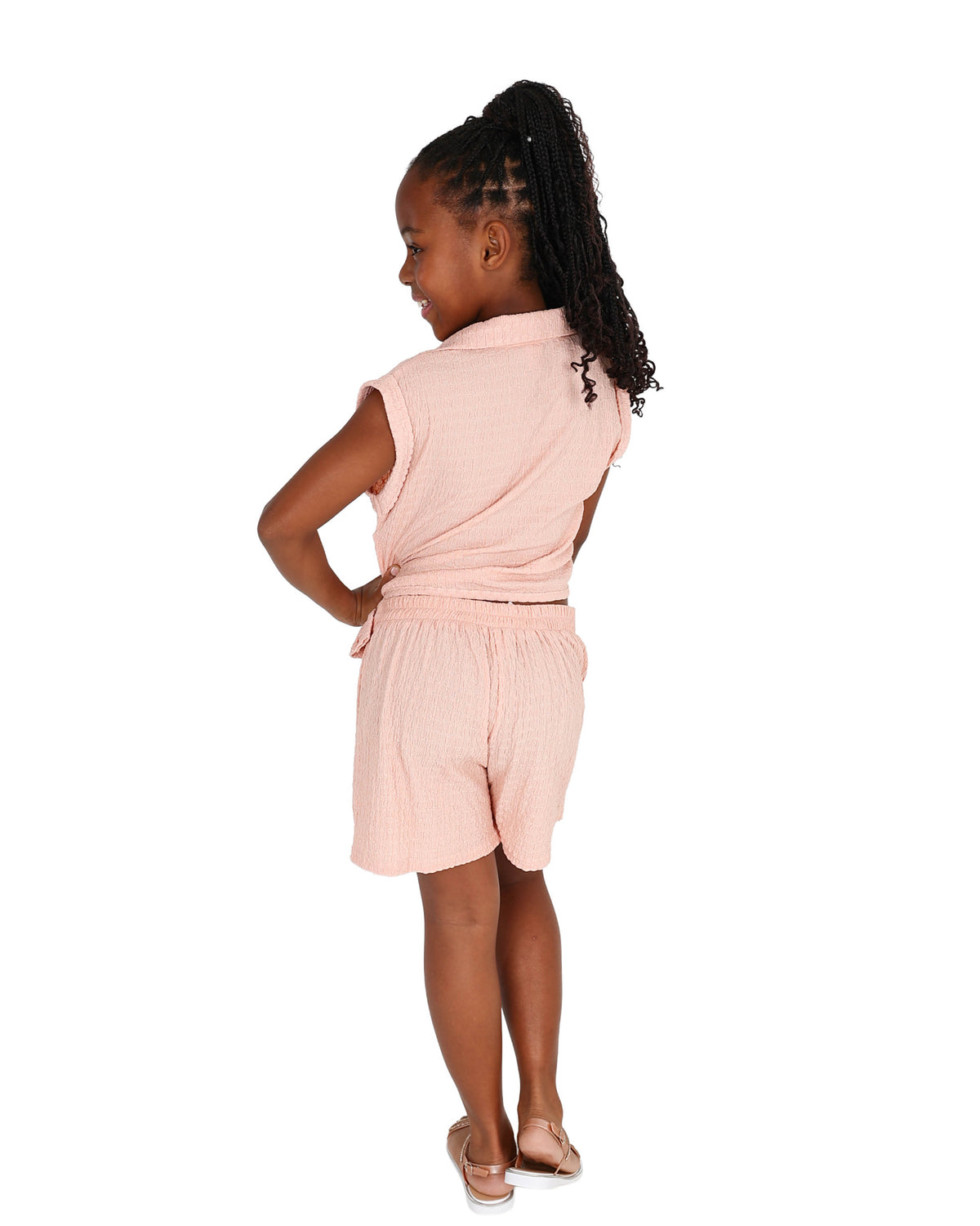Peach Tie Detail Skort Set