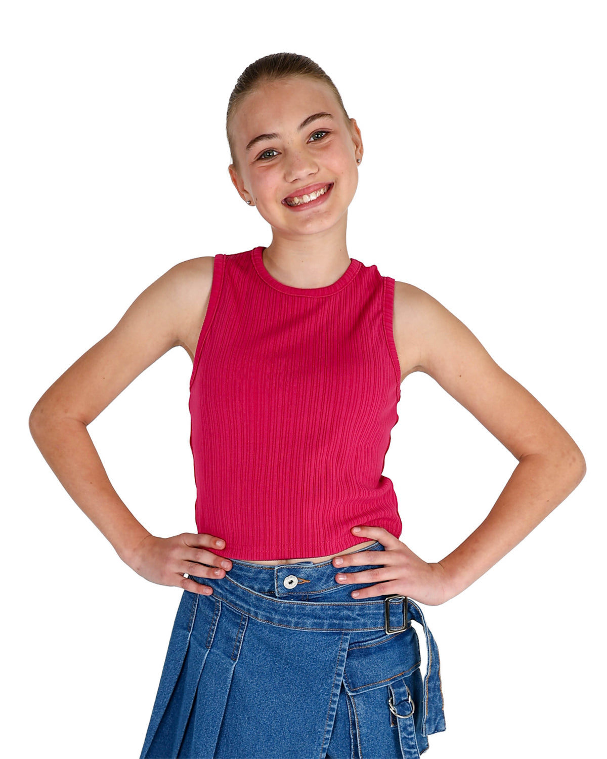 Sleeveless Ribbed Longer Length Crop Top