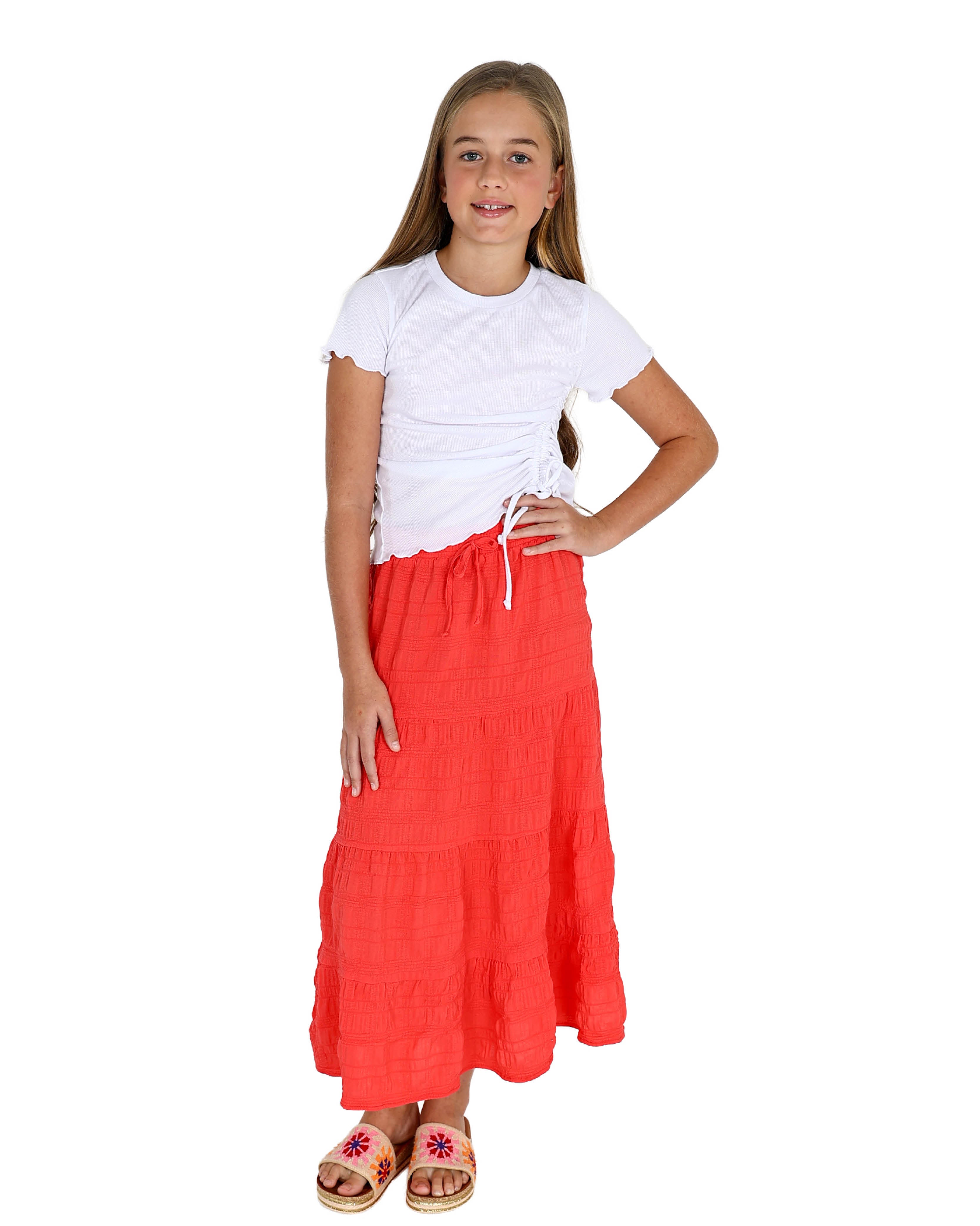 Tiered Crinkle Maxi Skirt