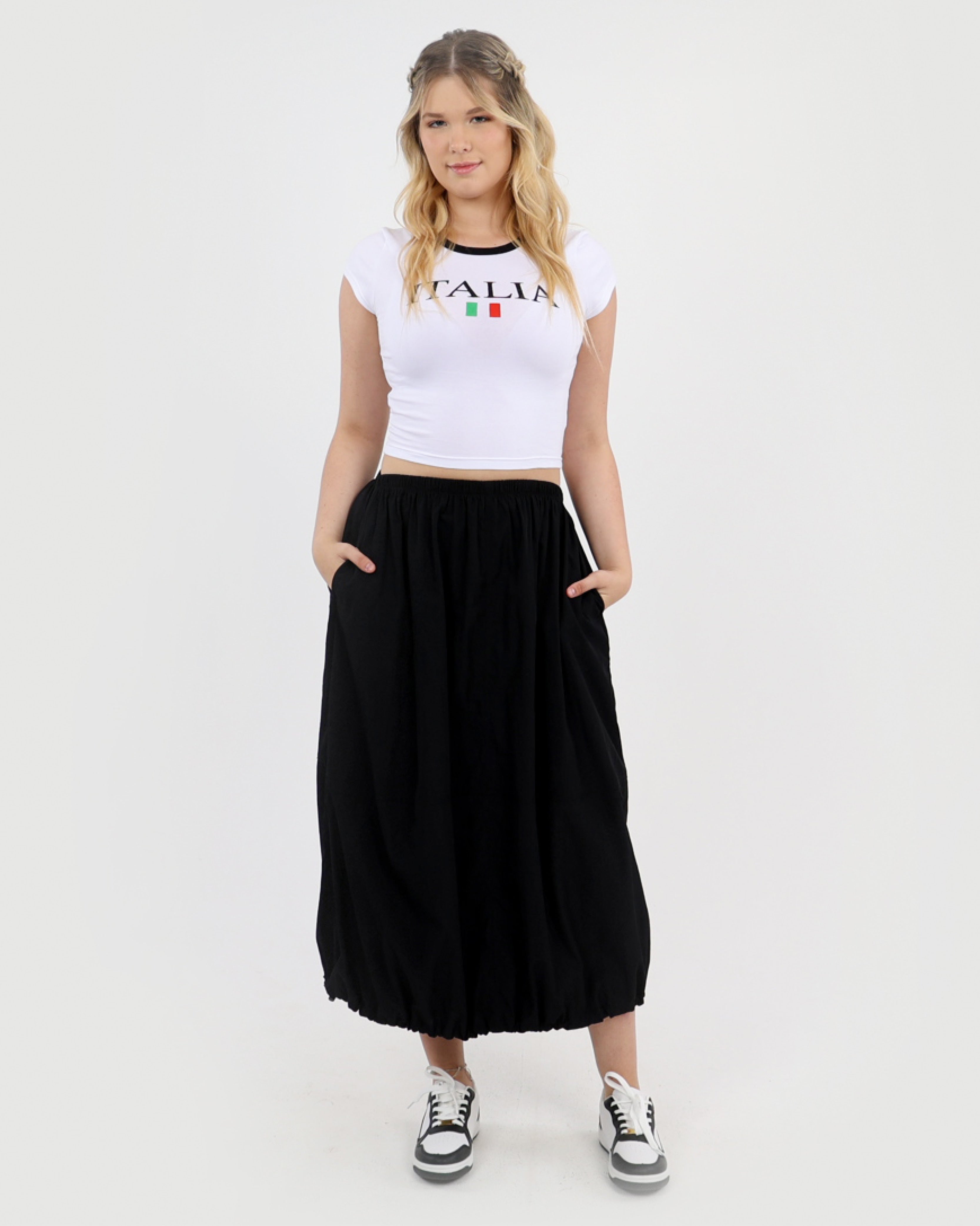 Parachute Draw-cord Midi Skirt