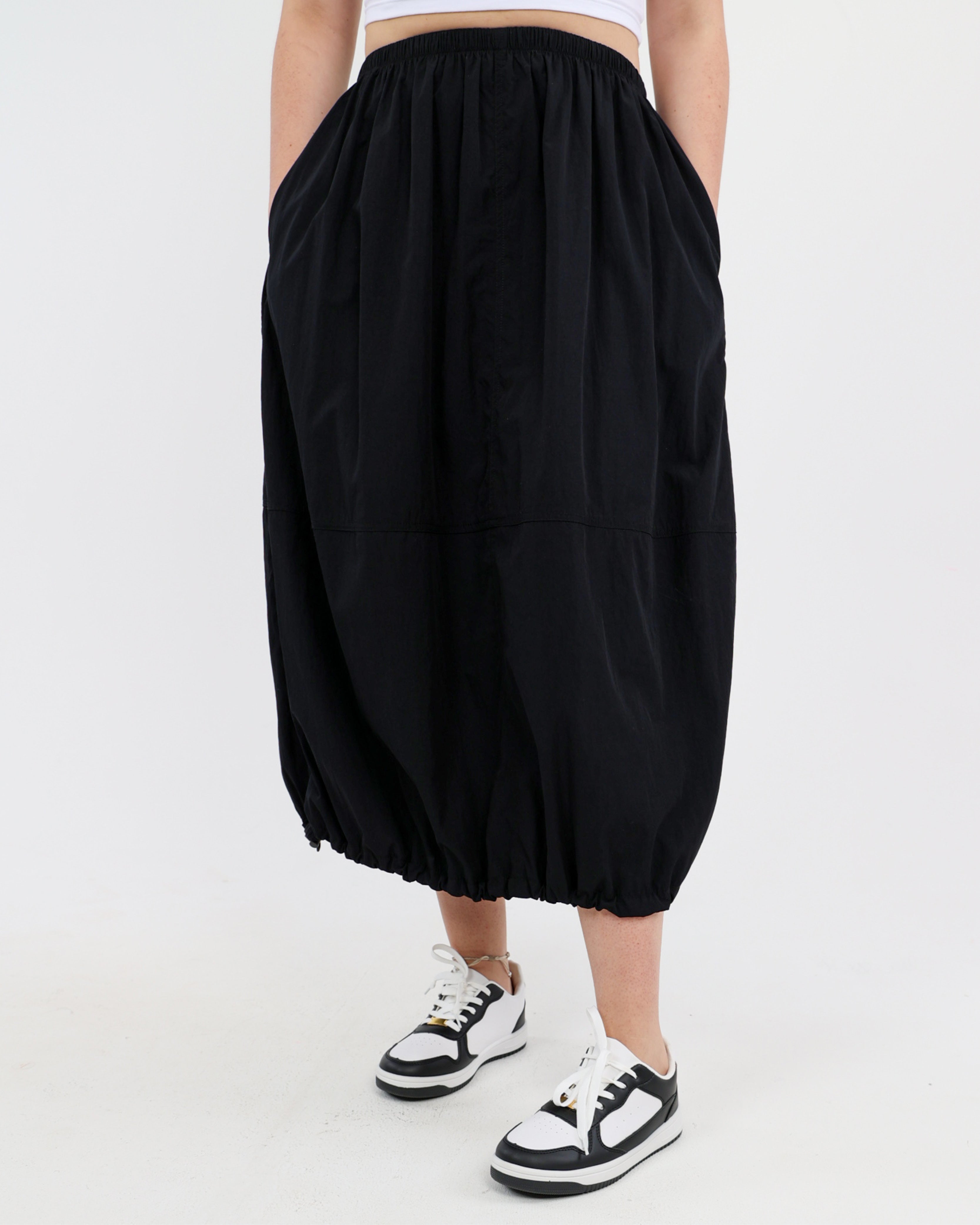 Parachute Draw-cord Midi Skirt