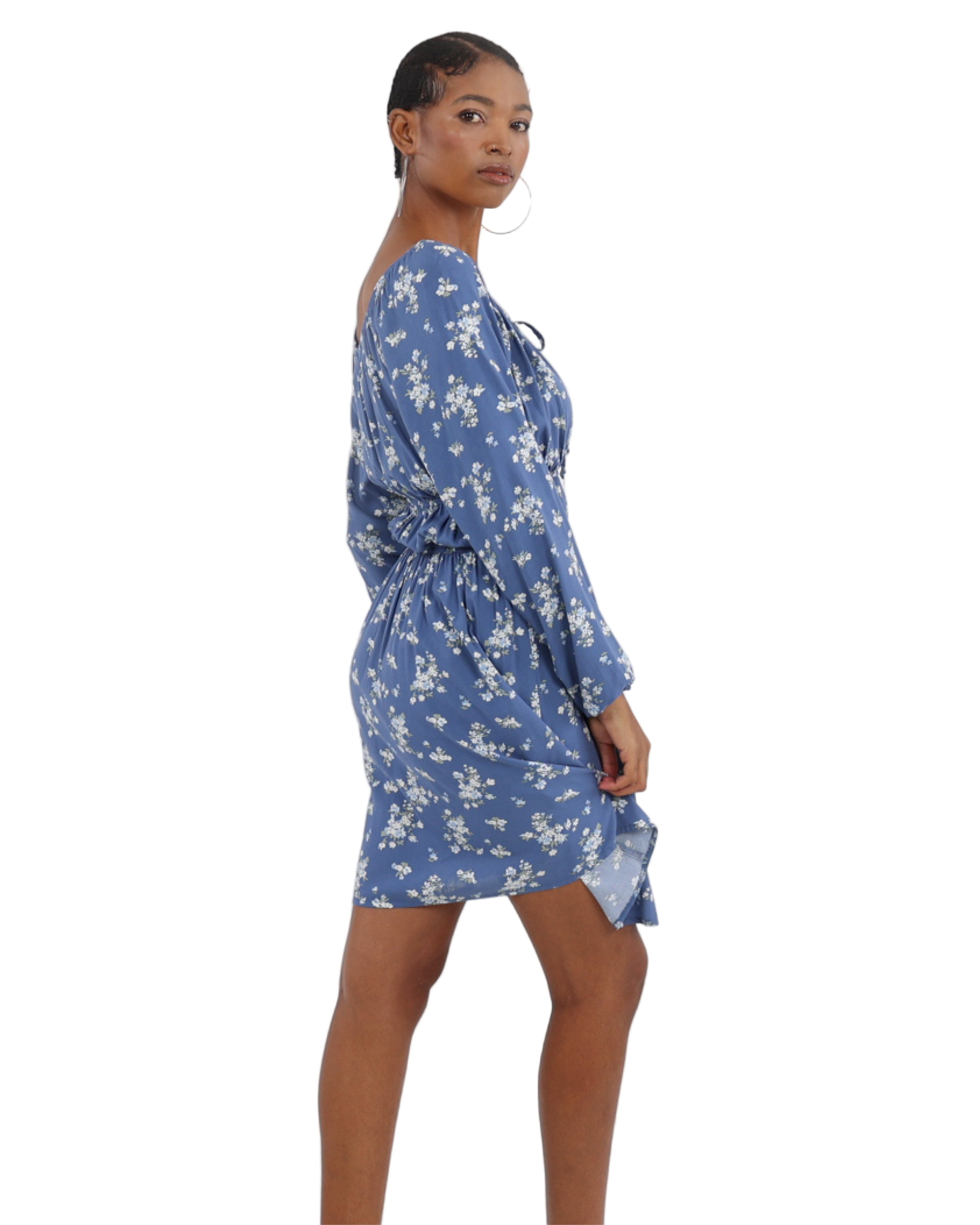 Long Sleeve Floral Print Mini Dress