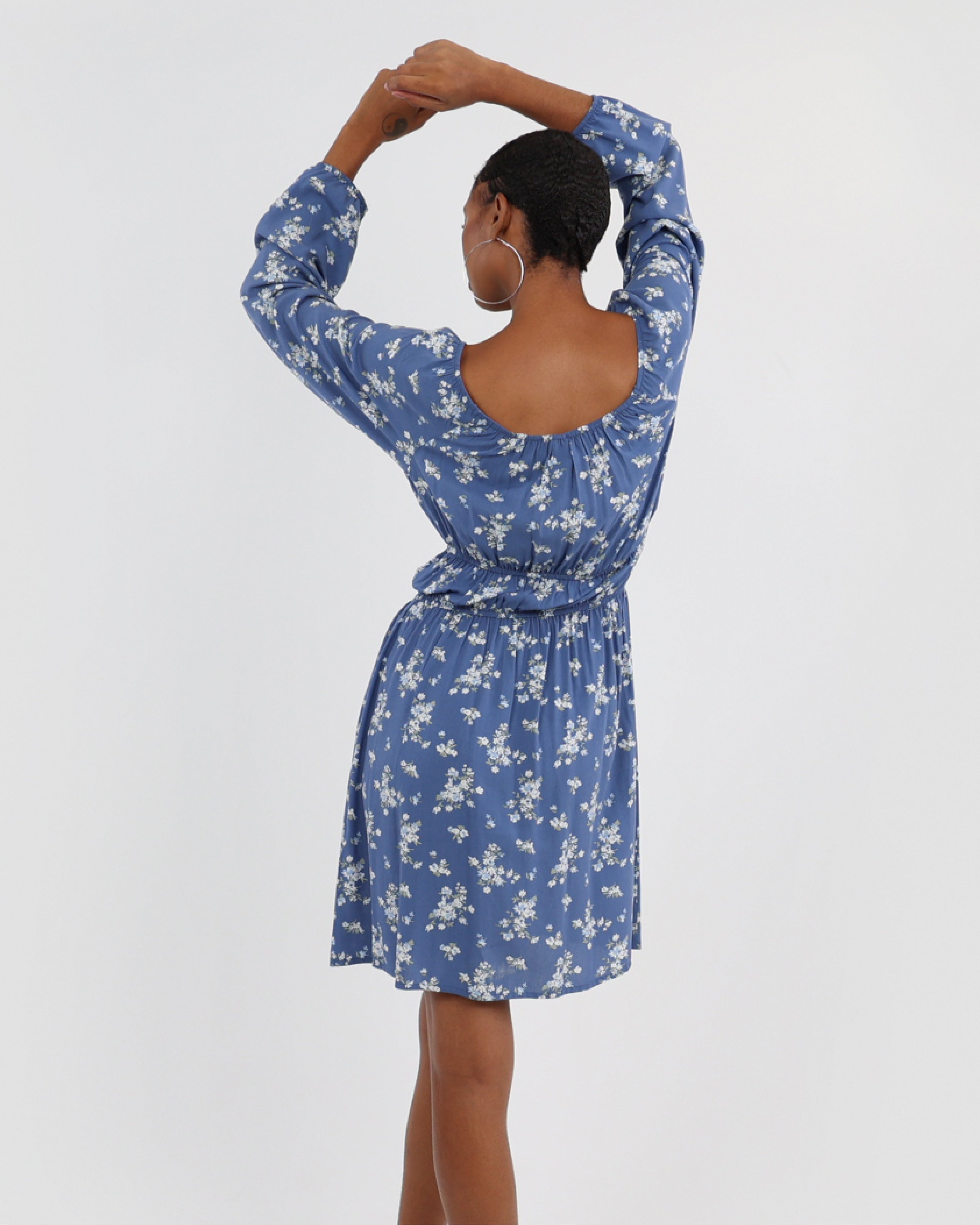 Long Sleeve Floral Print Mini Dress