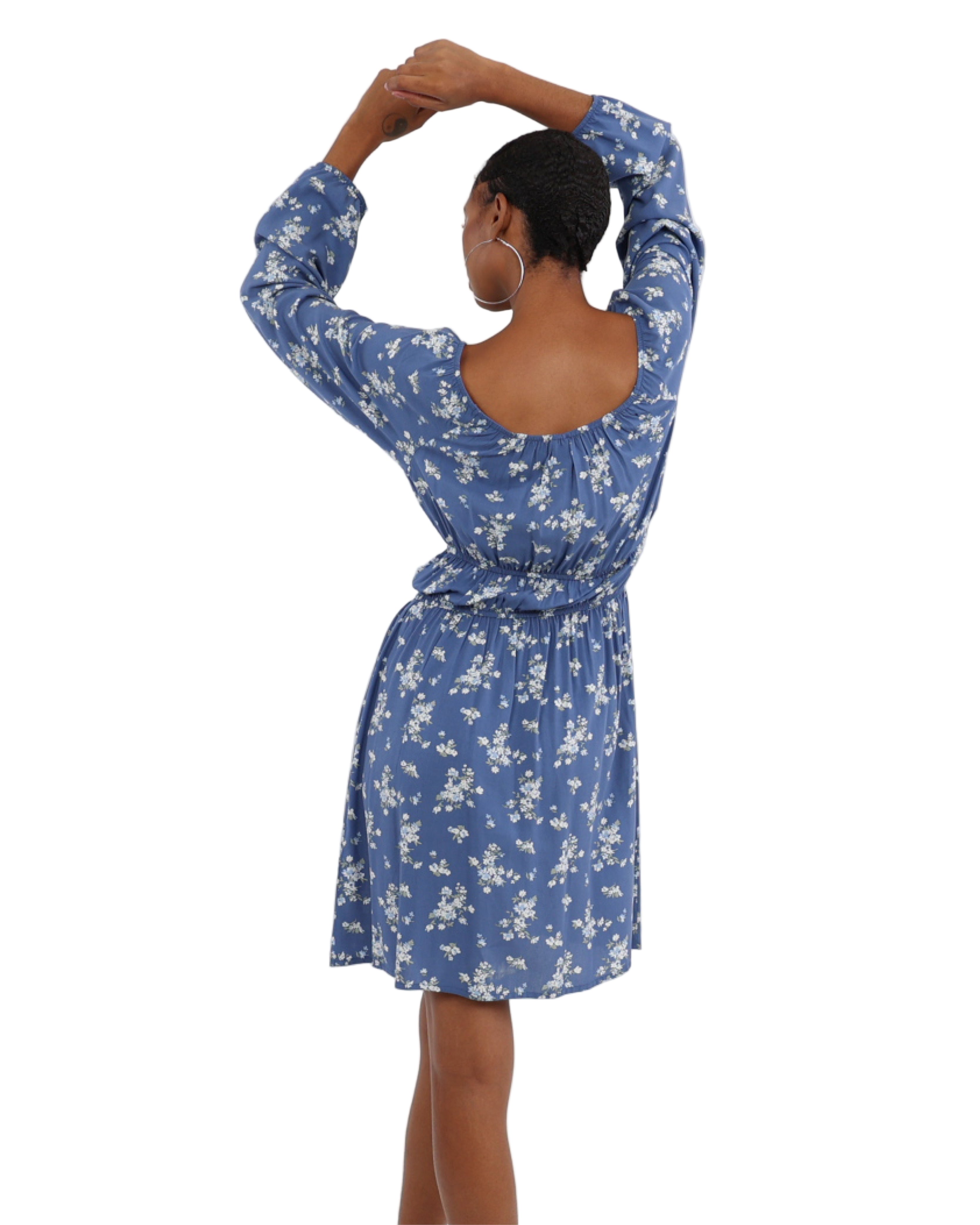 Long Sleeve Floral Print Mini Dress