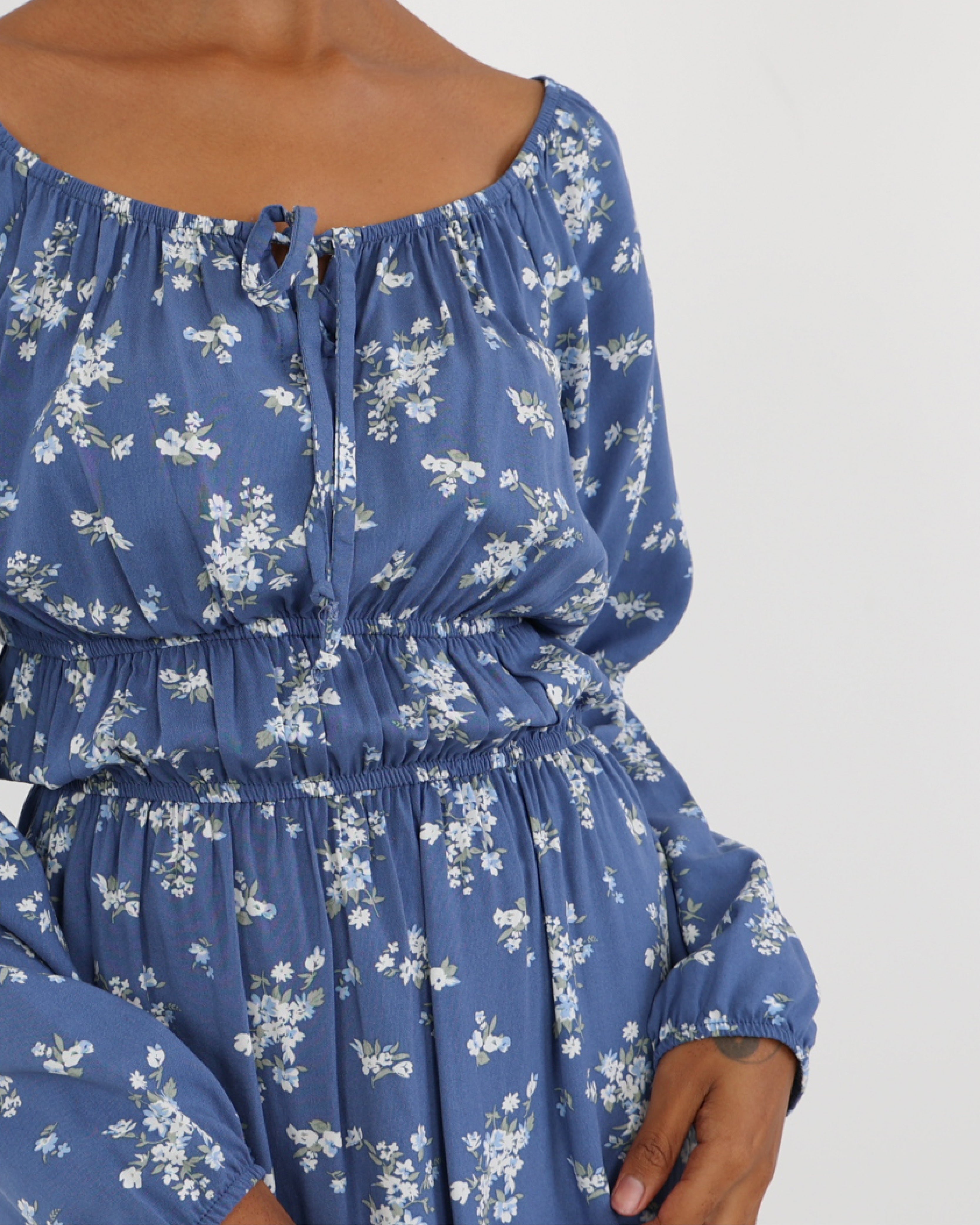 Long Sleeve Floral Print Mini Dress
