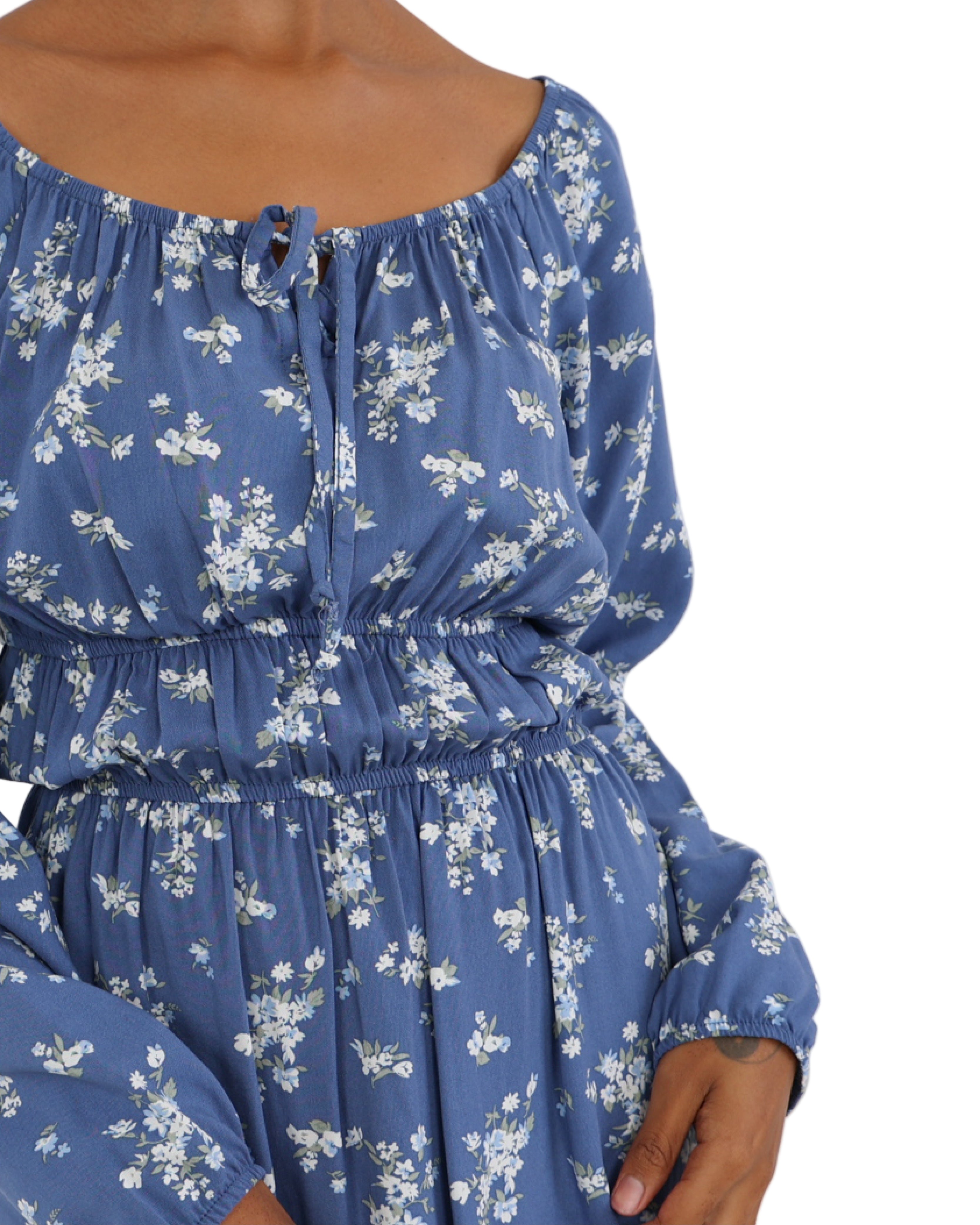 Long Sleeve Floral Print Mini Dress