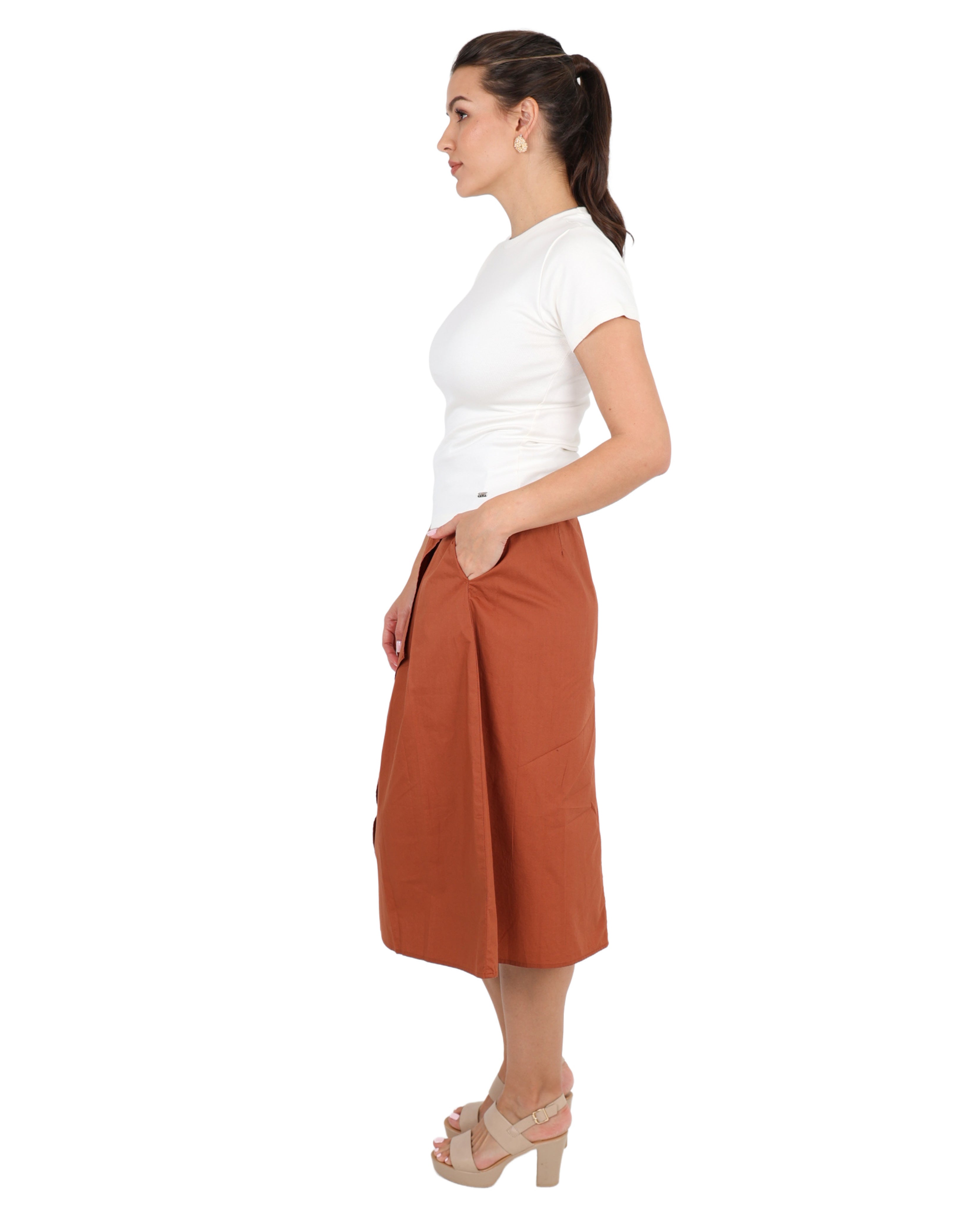 The Sable Midi Wrap Cotton Skirt
