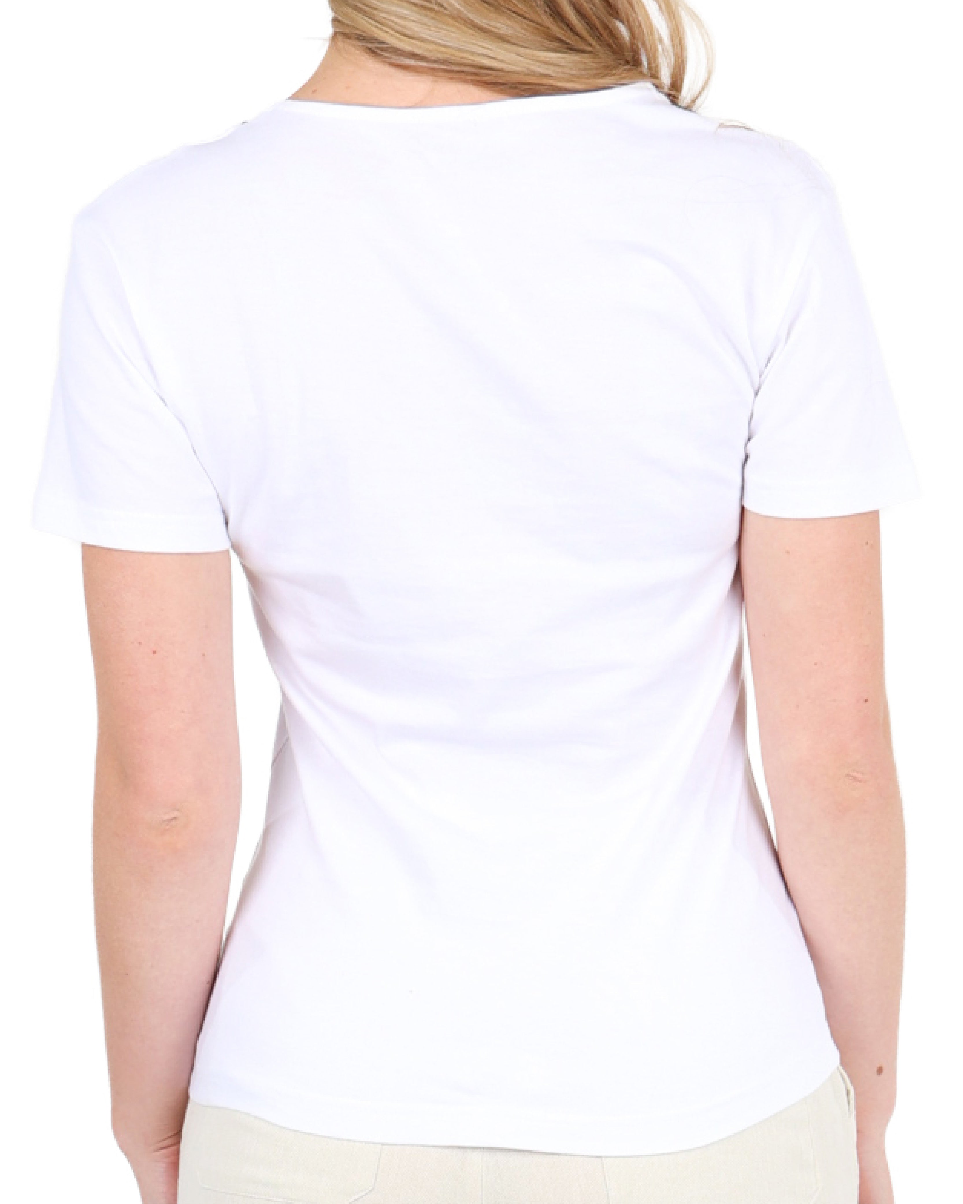 White Short Sleeve Petal Embroidered Neckline Top