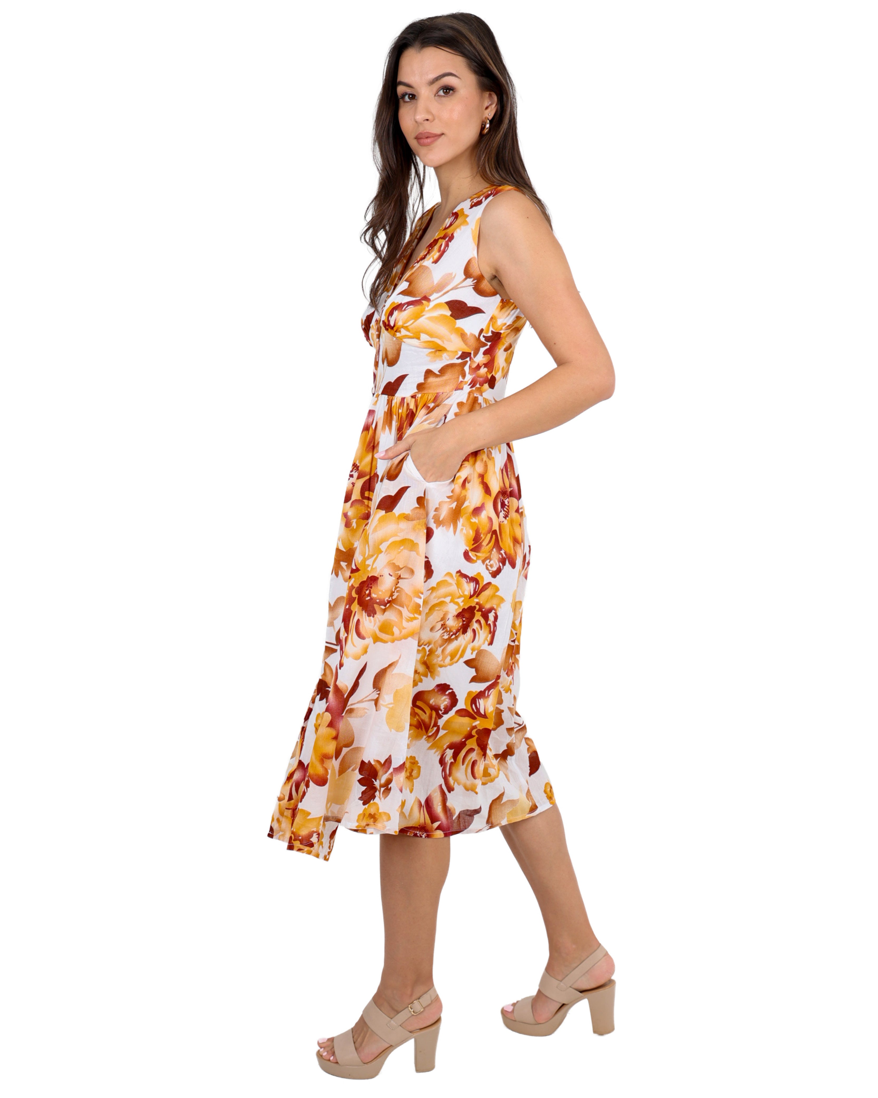 Elara Cotton Floral Midi Dress