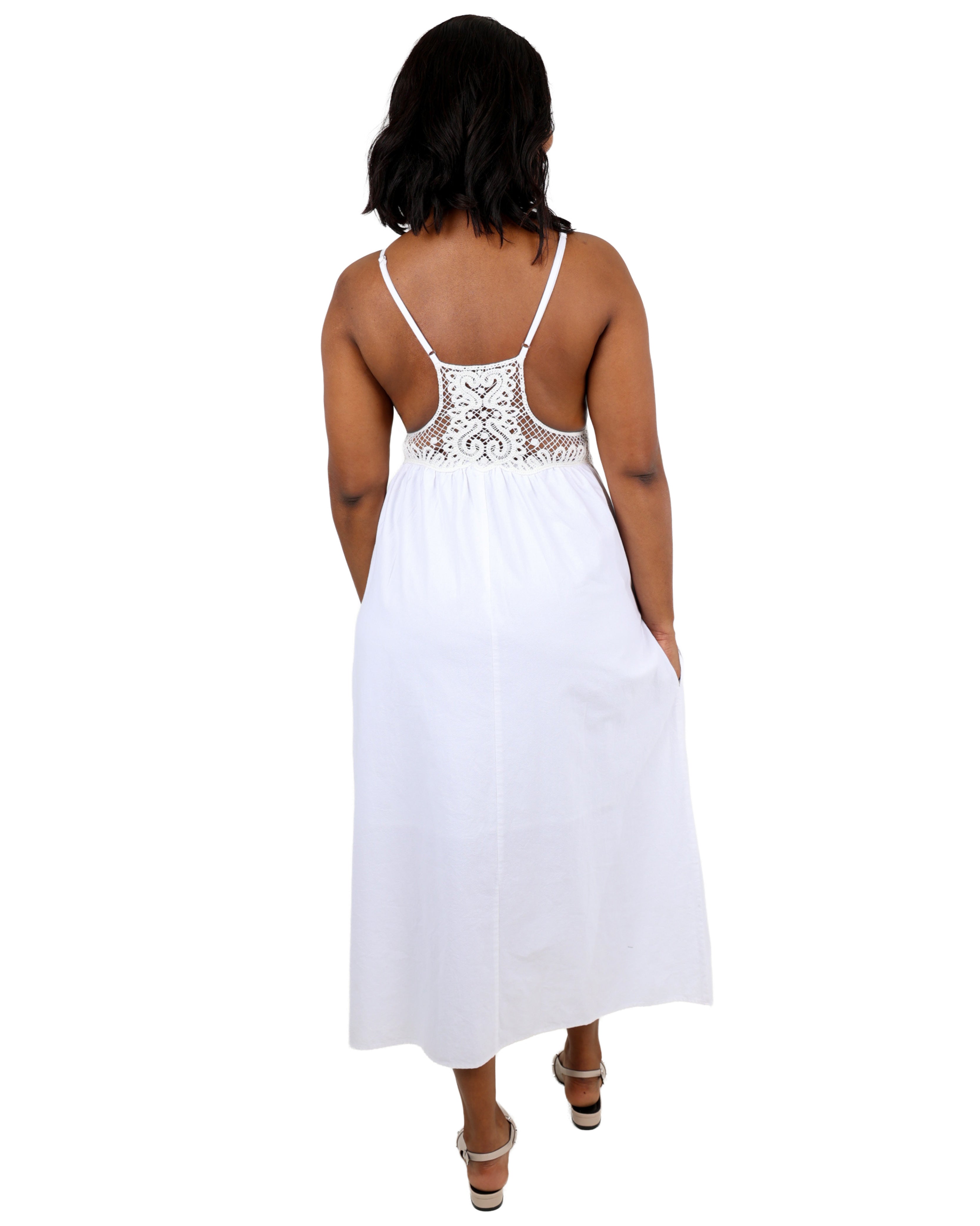 Serena Cotton Crochet Midi Dress
