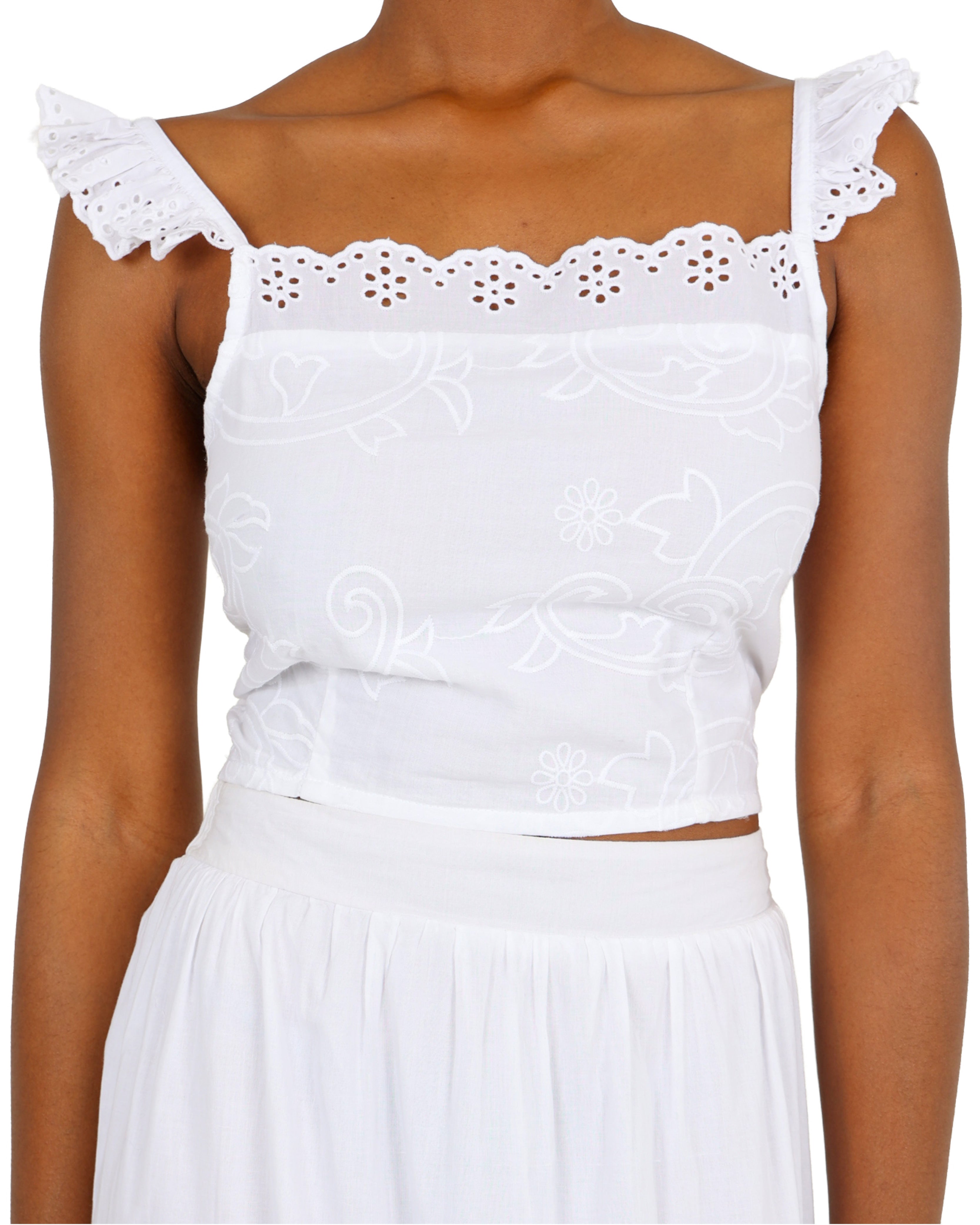 The Isla Embroidered Cotton Crop Top
