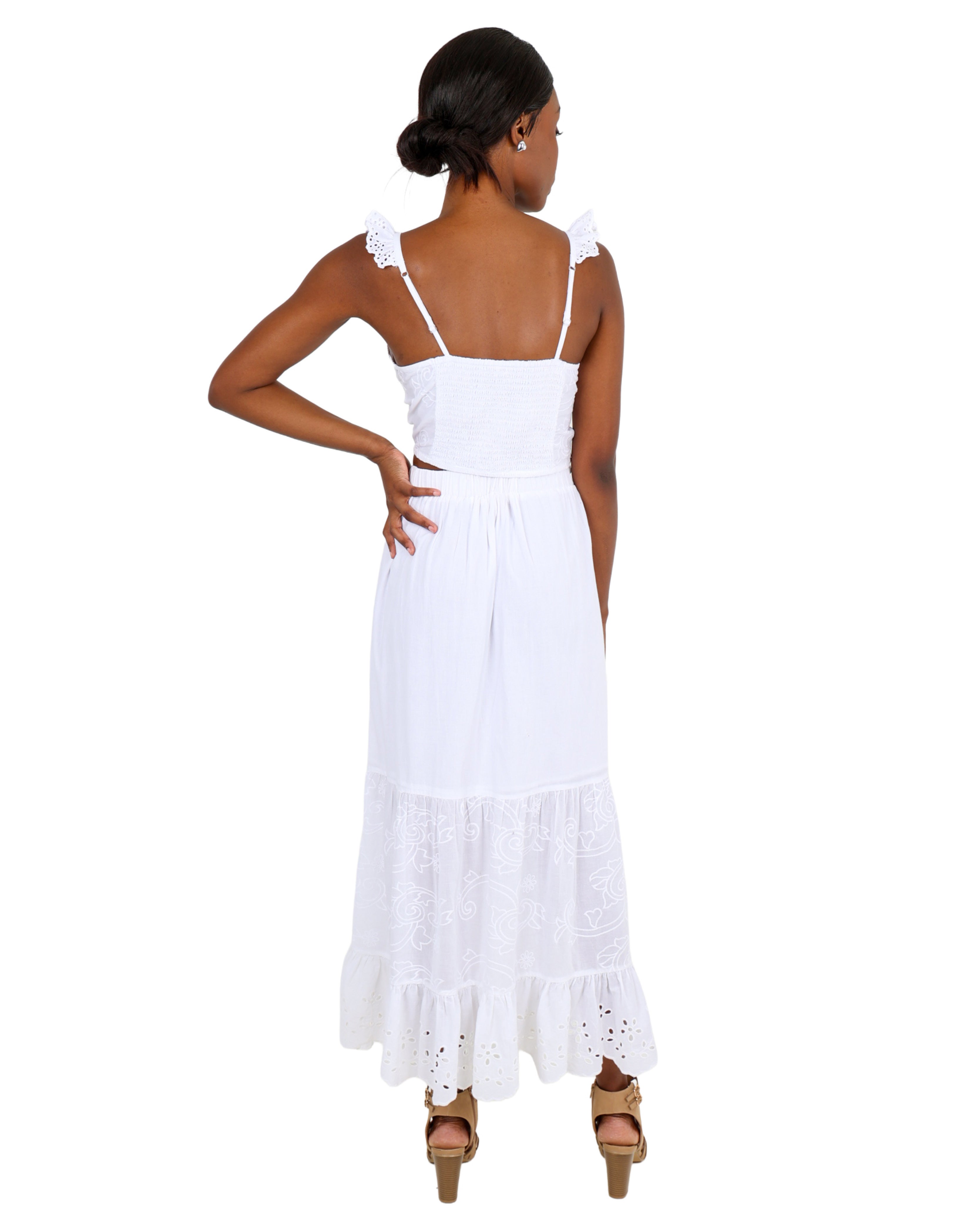 The Isla Embroidered Cotton Tiered Maxi Skirt