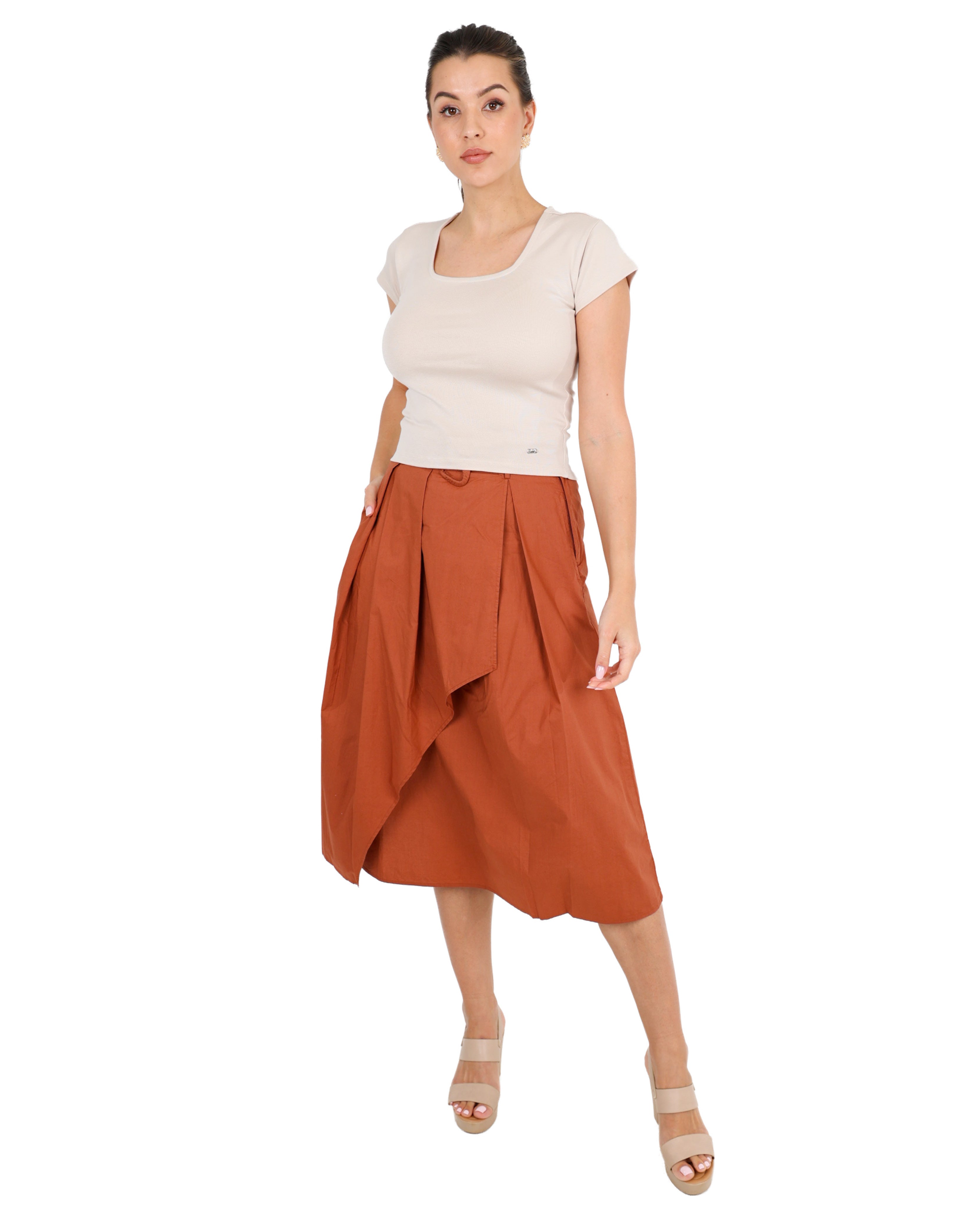 The Celine Cotton Square Neck Top in Stone