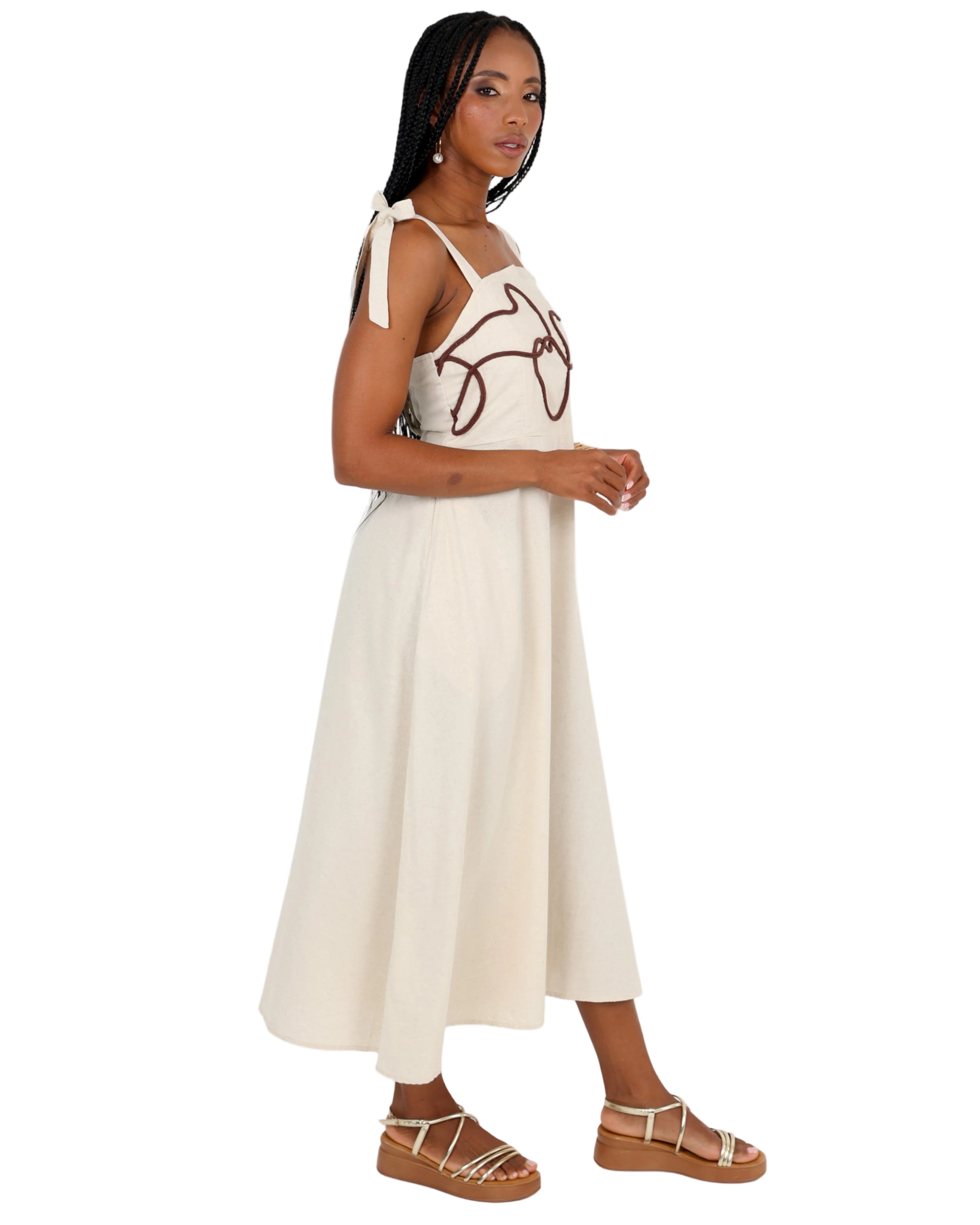 Calista Tie-Detail Midi Dress