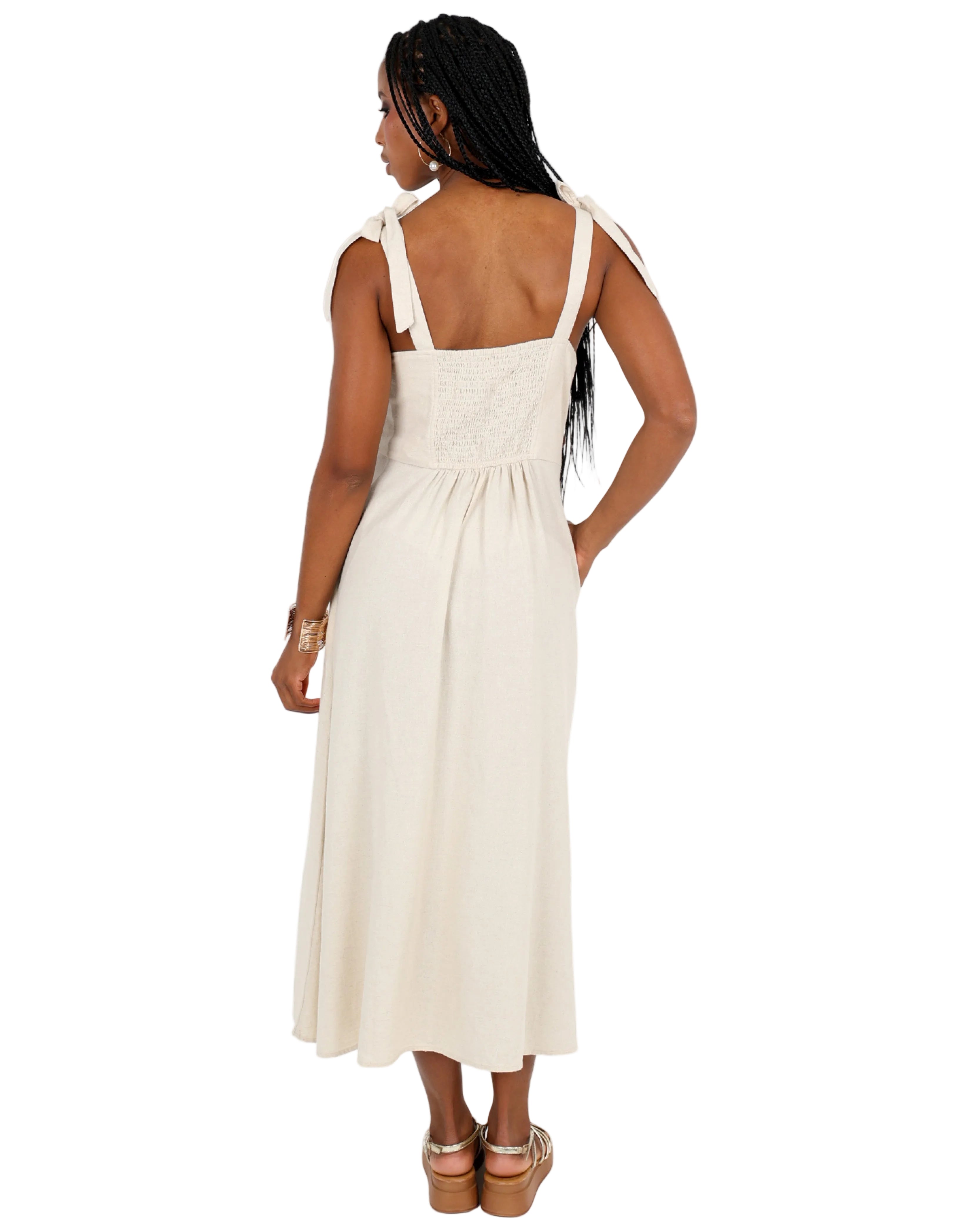 Calista Tie-Detail Midi Dress