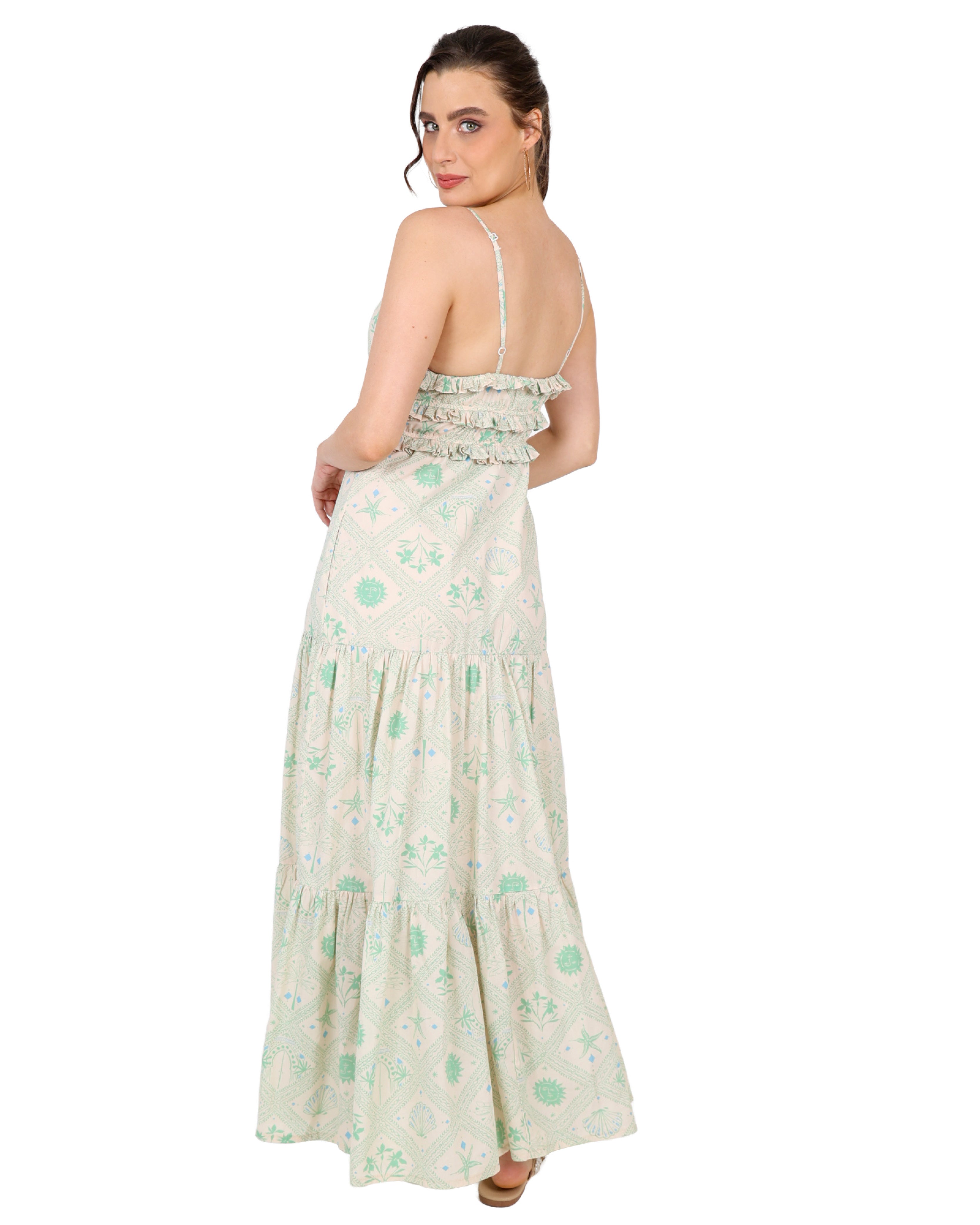 Strappy Amalfi Inspired Cotton Maxi Dress
