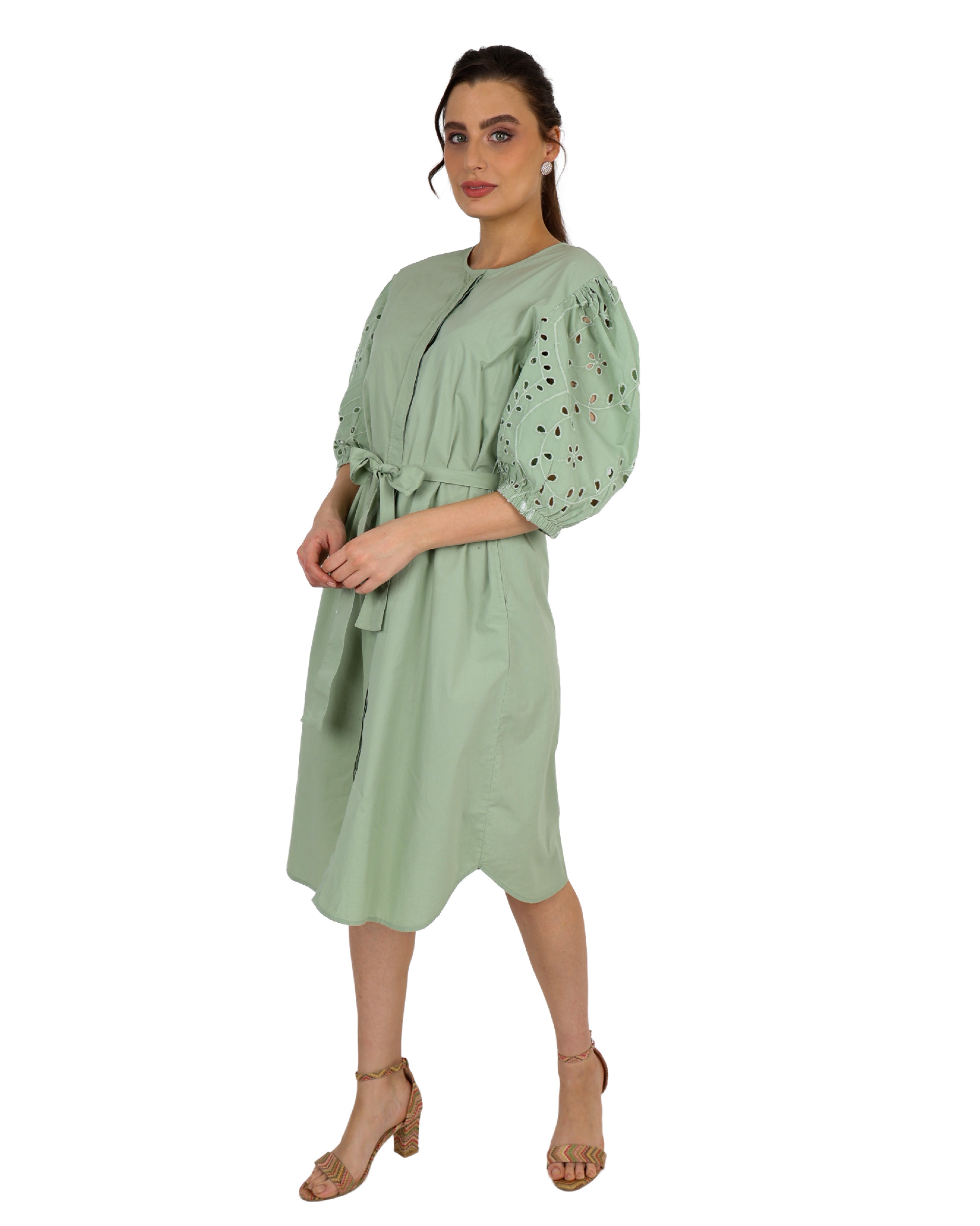 Amaya Embroidered Sleeve Cotton Dress