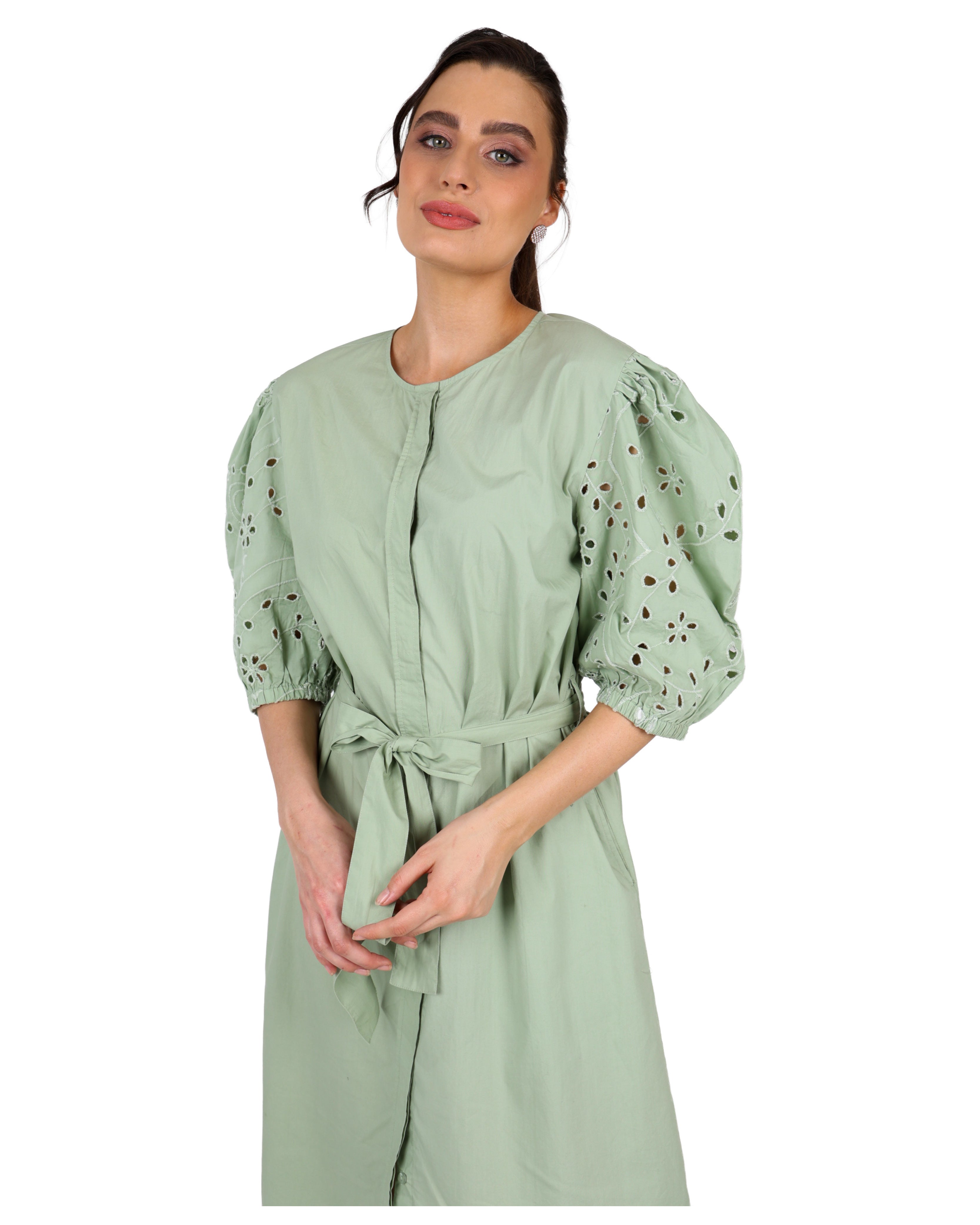 Amaya Embroidered Sleeve Cotton Dress