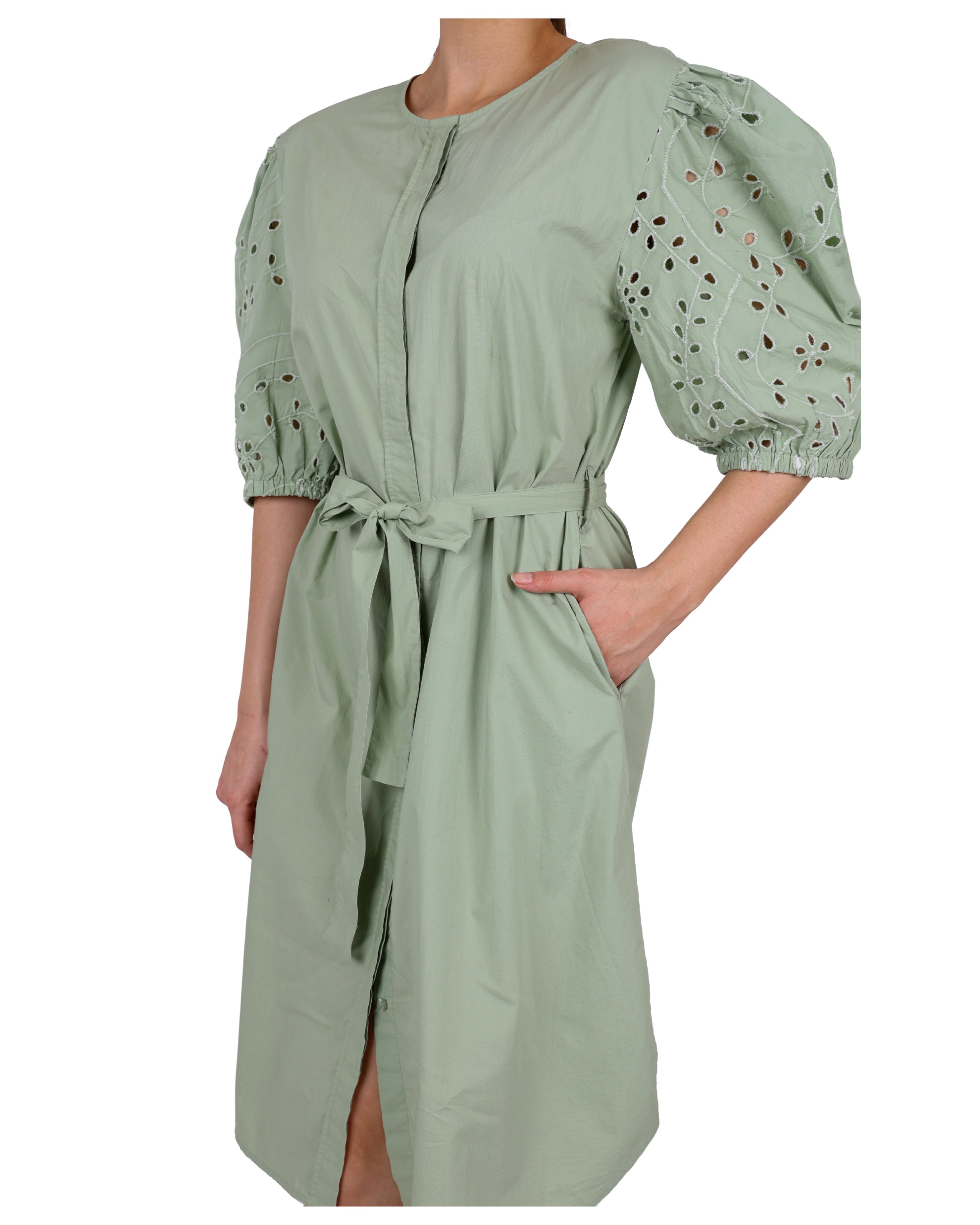 Amaya Embroidered Sleeve Cotton Dress