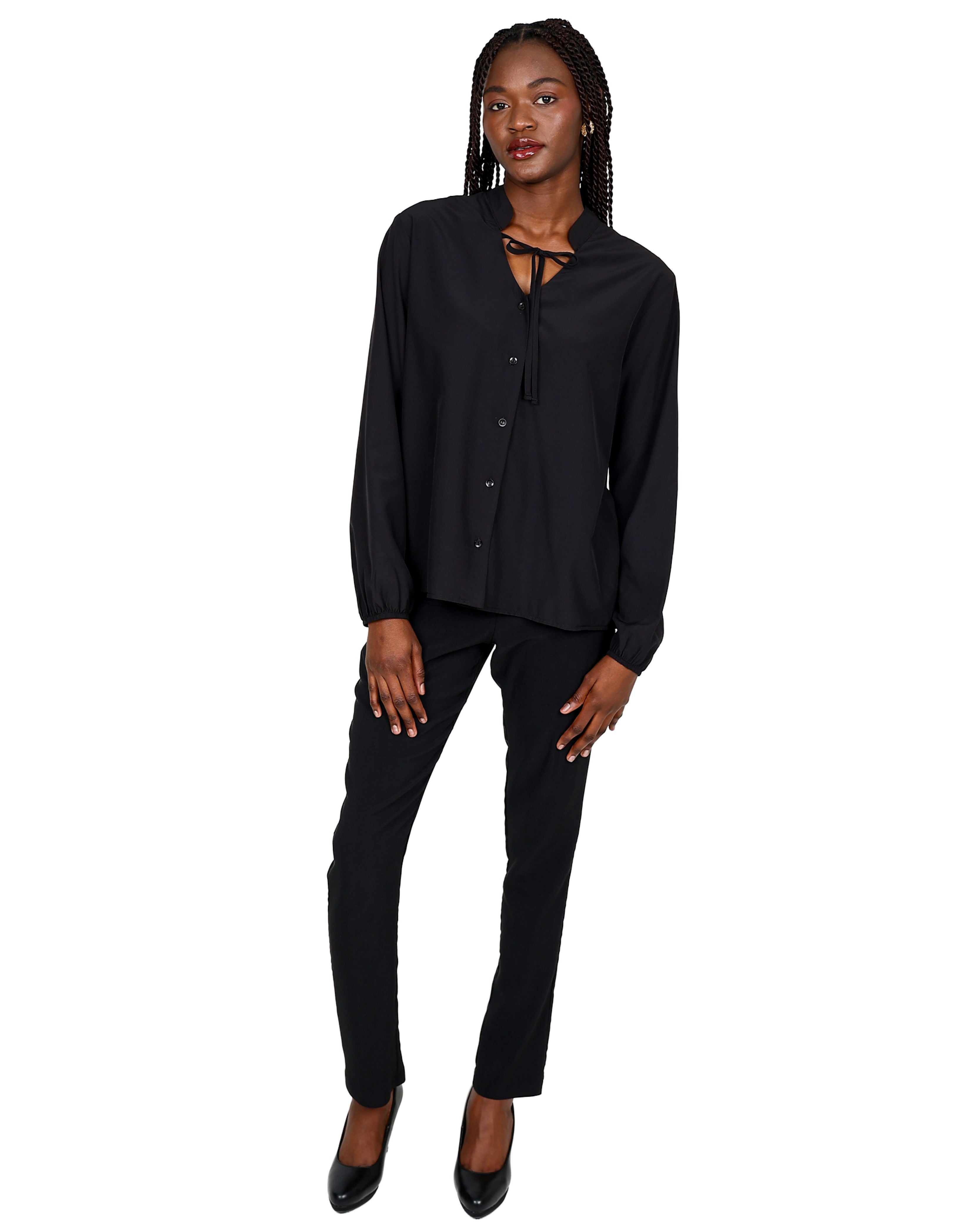 Long Sleeve Button-Through Blouse
