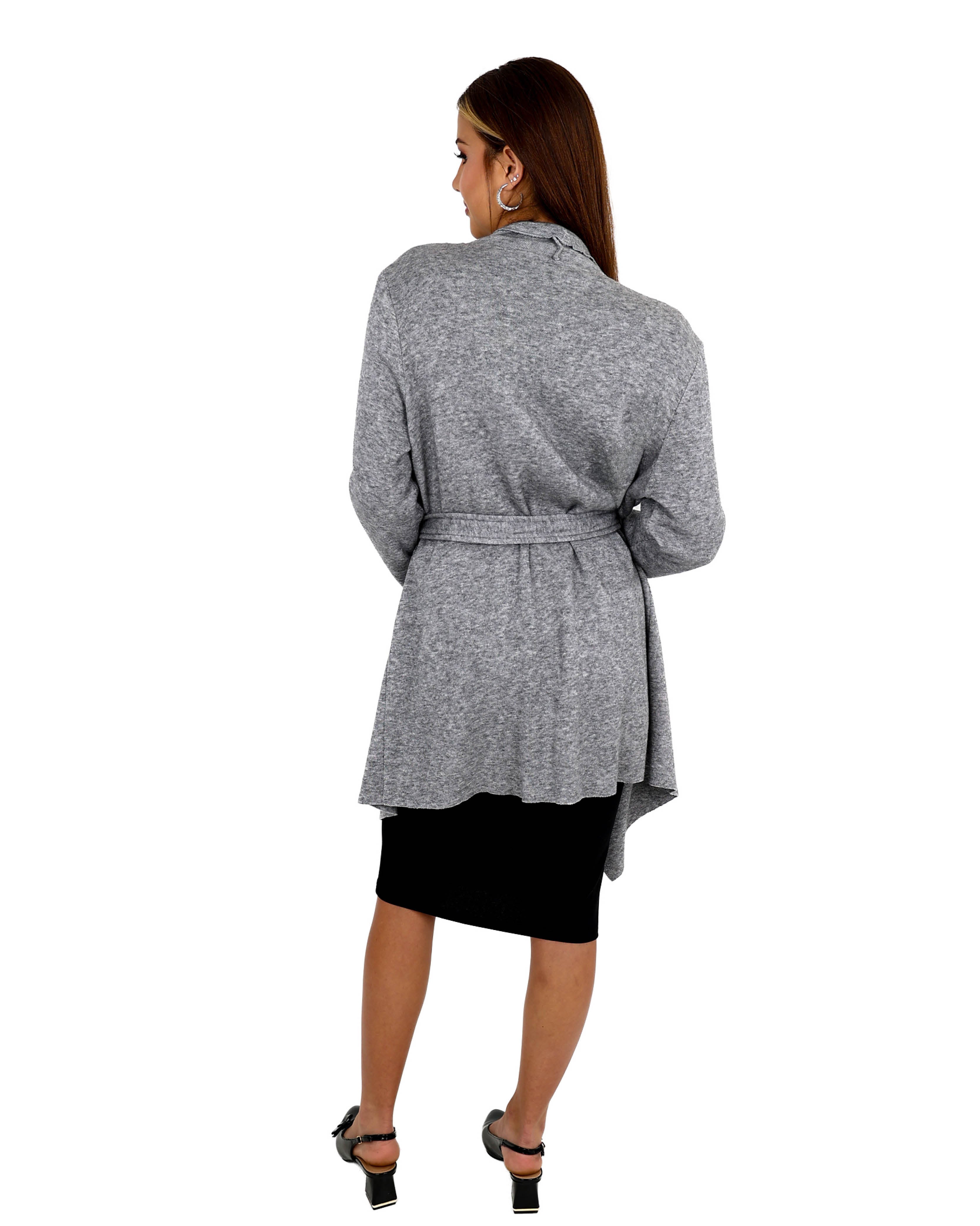 Long Sleeve Grey Waterfall Cardigan