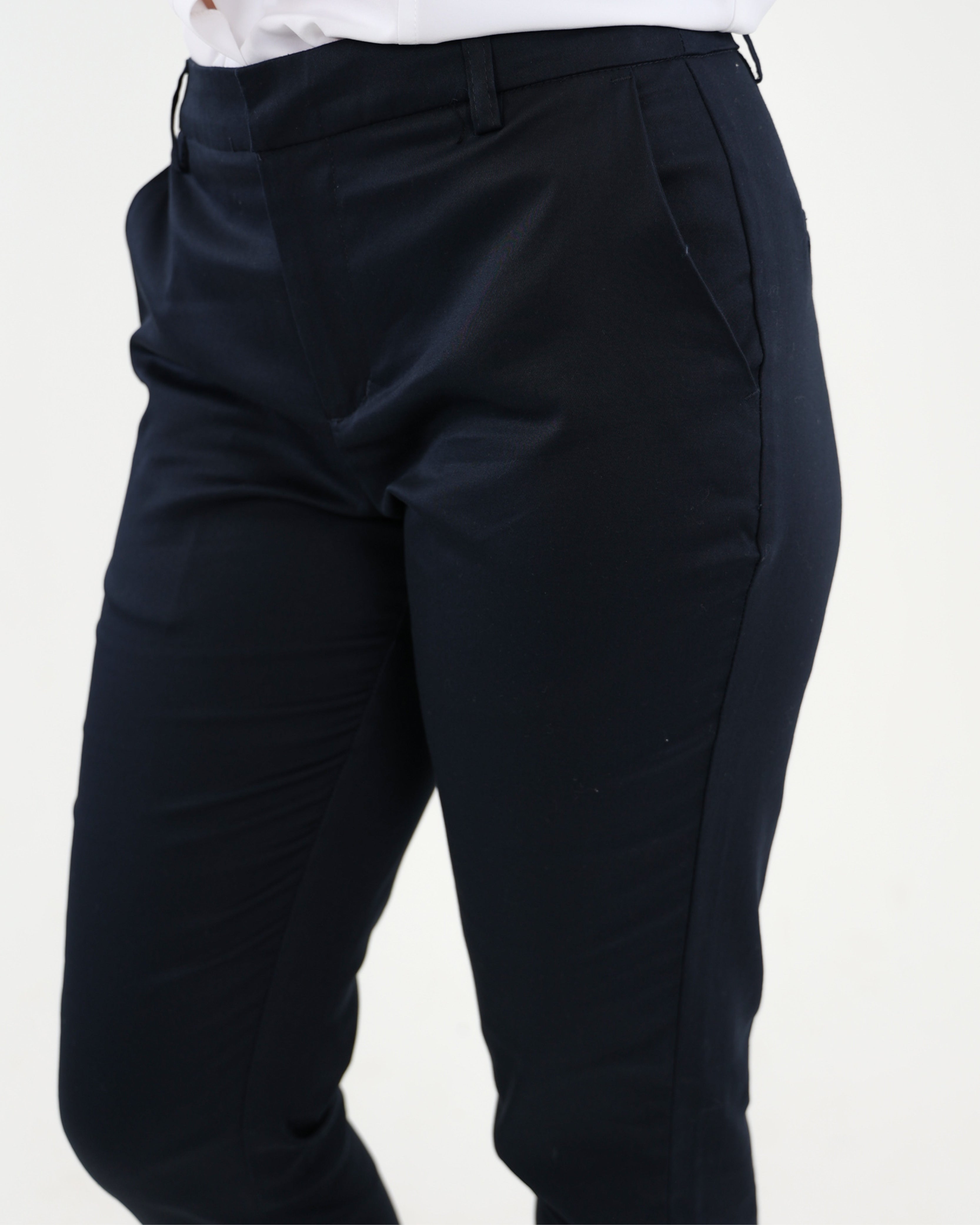 Navy Sateen Slim Leg Pants