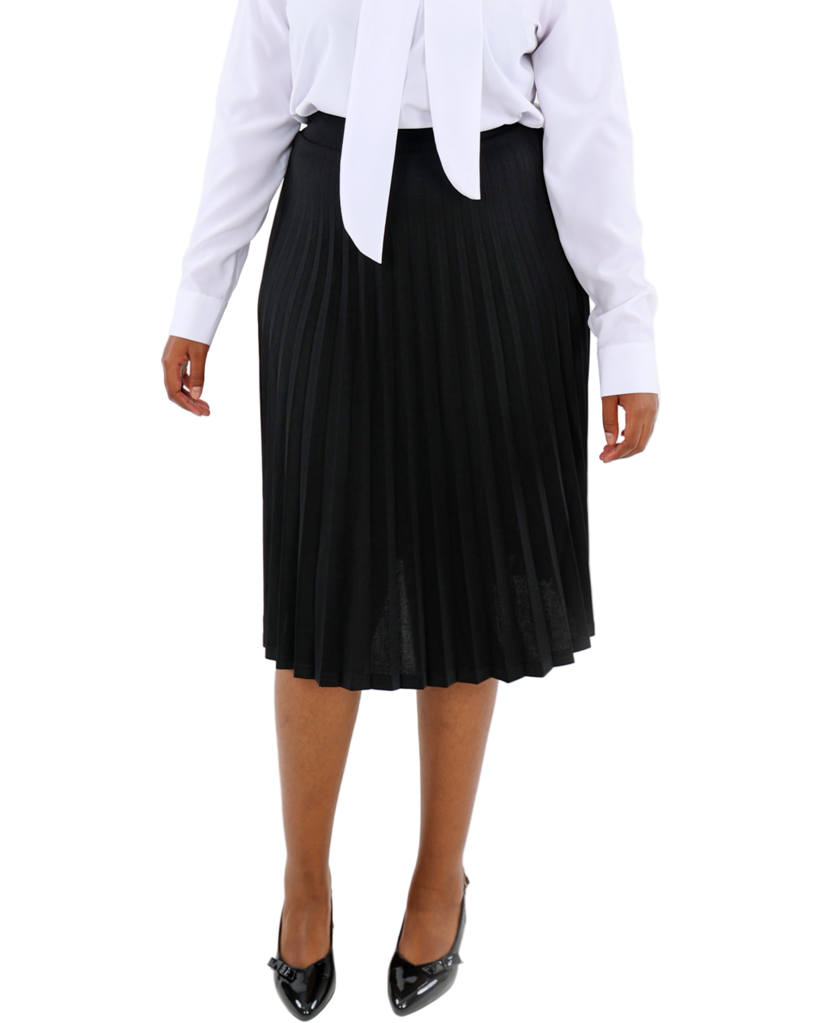 Black Stretch Pleated Skirt