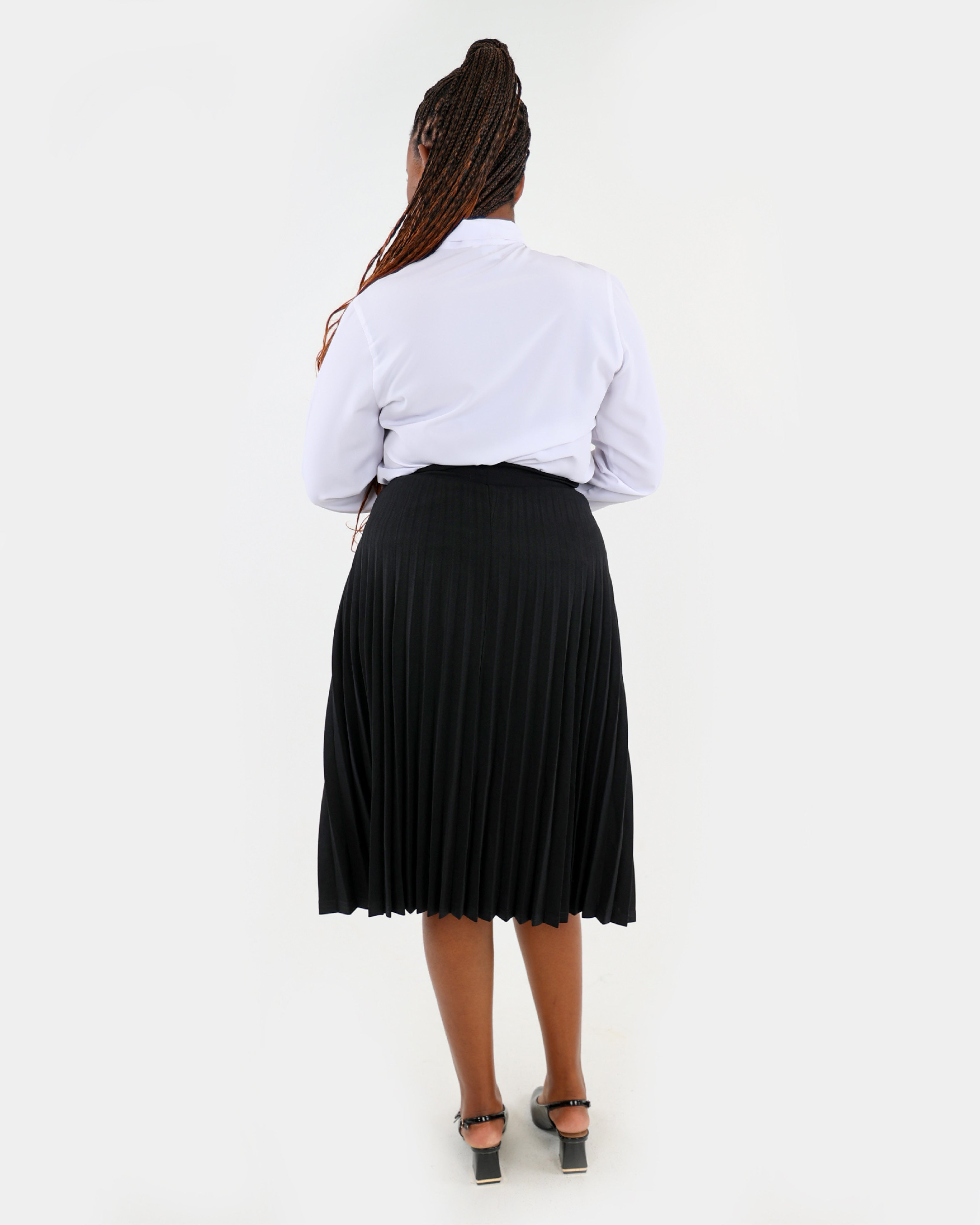Black Stretch Pleated Skirt