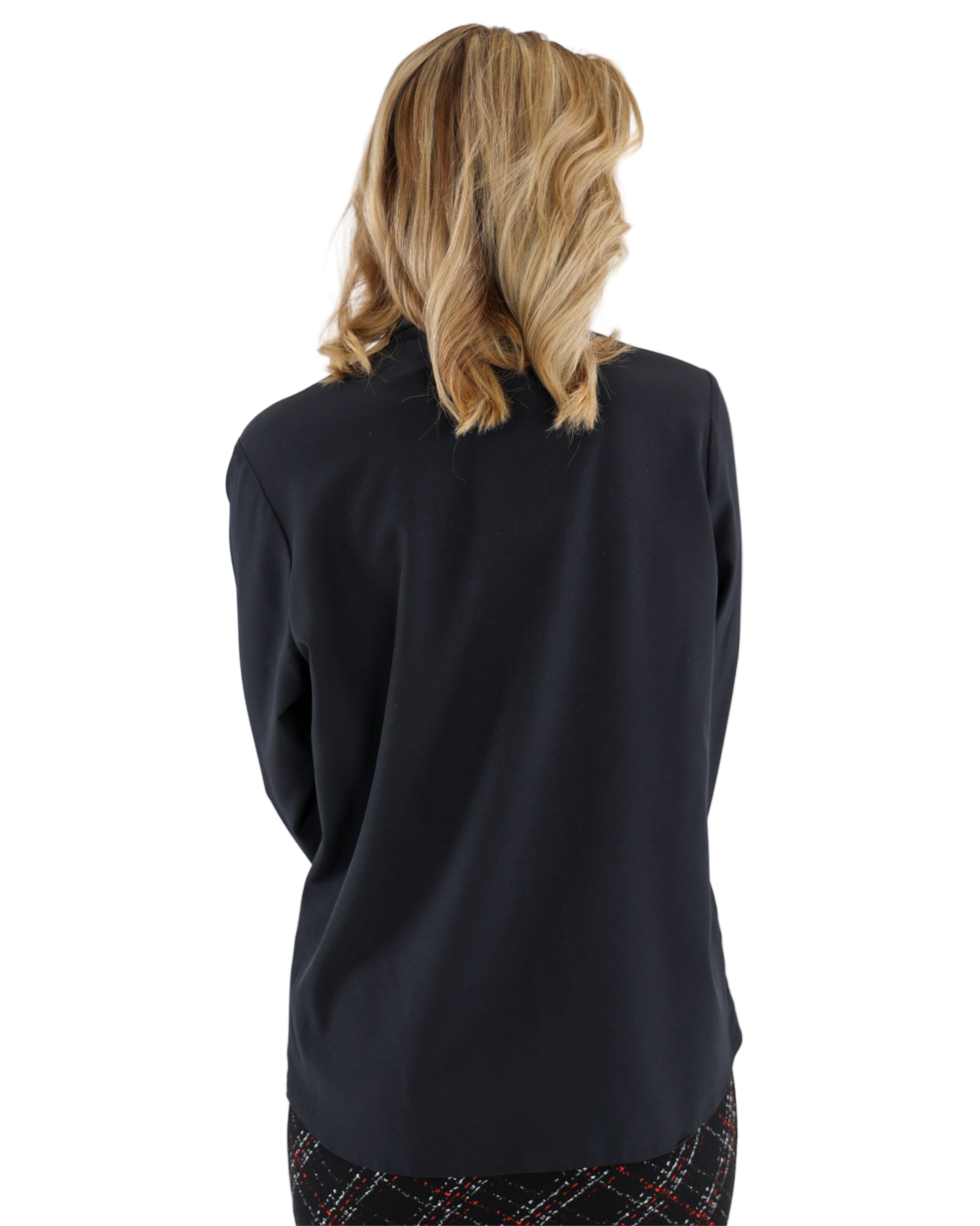 Black Long Sleeve Kitty Bow Blouse