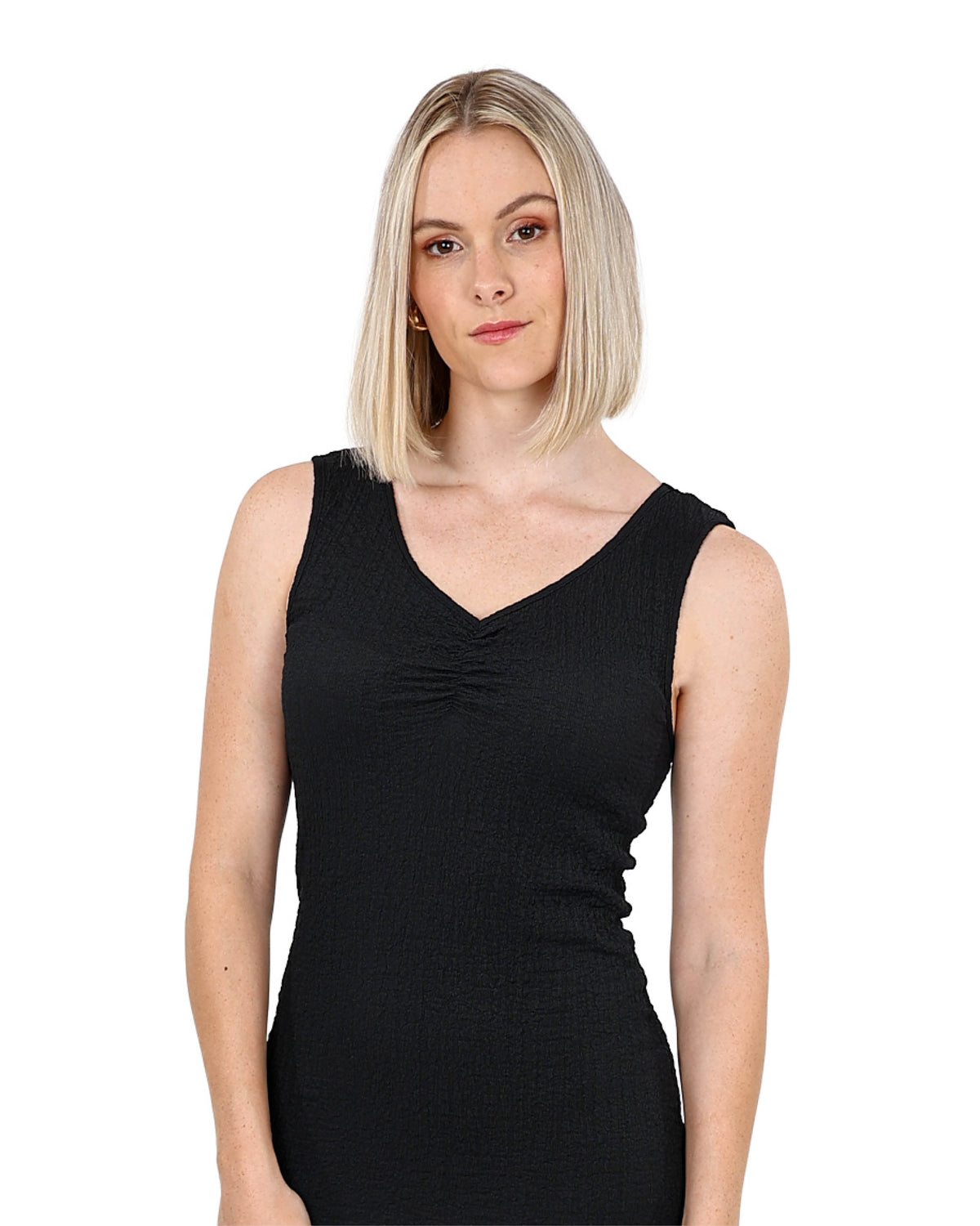 Black Sleeveless Textured Bodycon