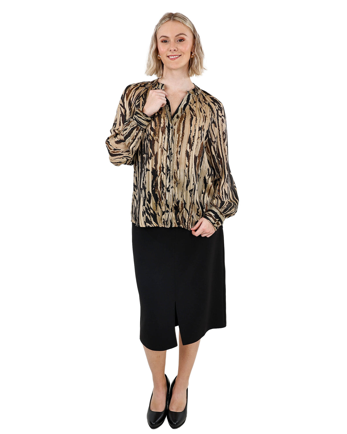 Long Sleeve Lurex Naturals Blouse